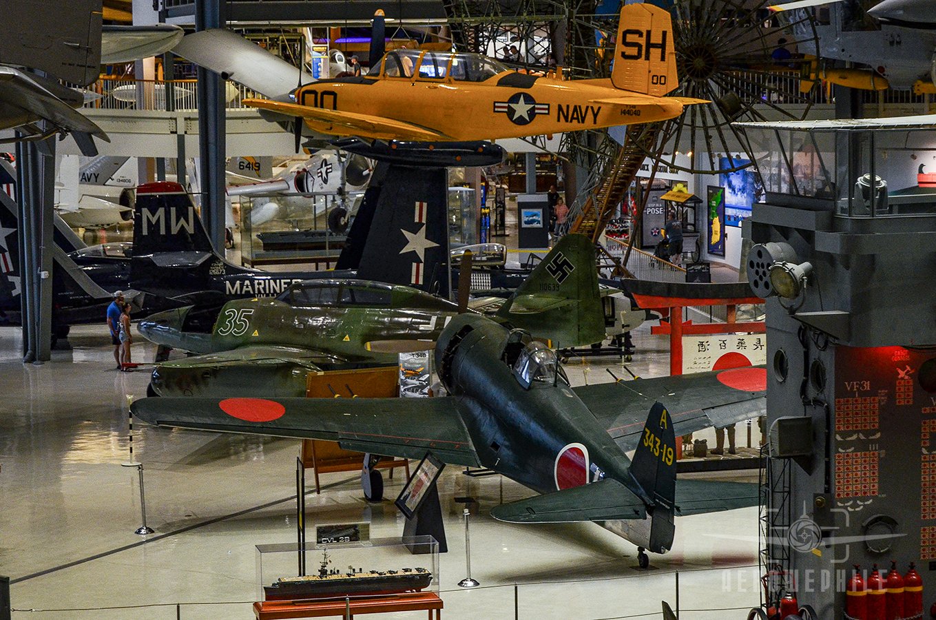 Only 1,435 of the new N1K2-Ja Shiden Kai  fighters were produced before war's end, most of them used in the defense of the Home Islands.