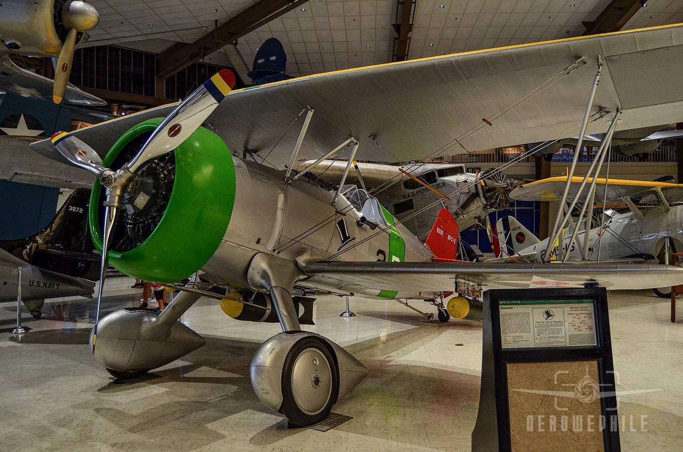 The museum’s example of the BFC-2 Goshawk is painted in the markings of an aircraft flown by Bombing Squadron (VB) 2B, the famed High Hat squadron, during the 1930s. Now known as the Tophatters, that squadron is the oldest continuously operating squa