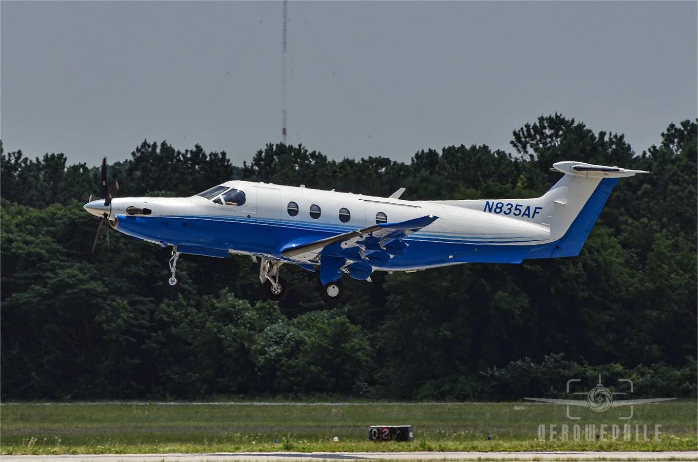 Pilatus PC-12/47 (NG) taking off.