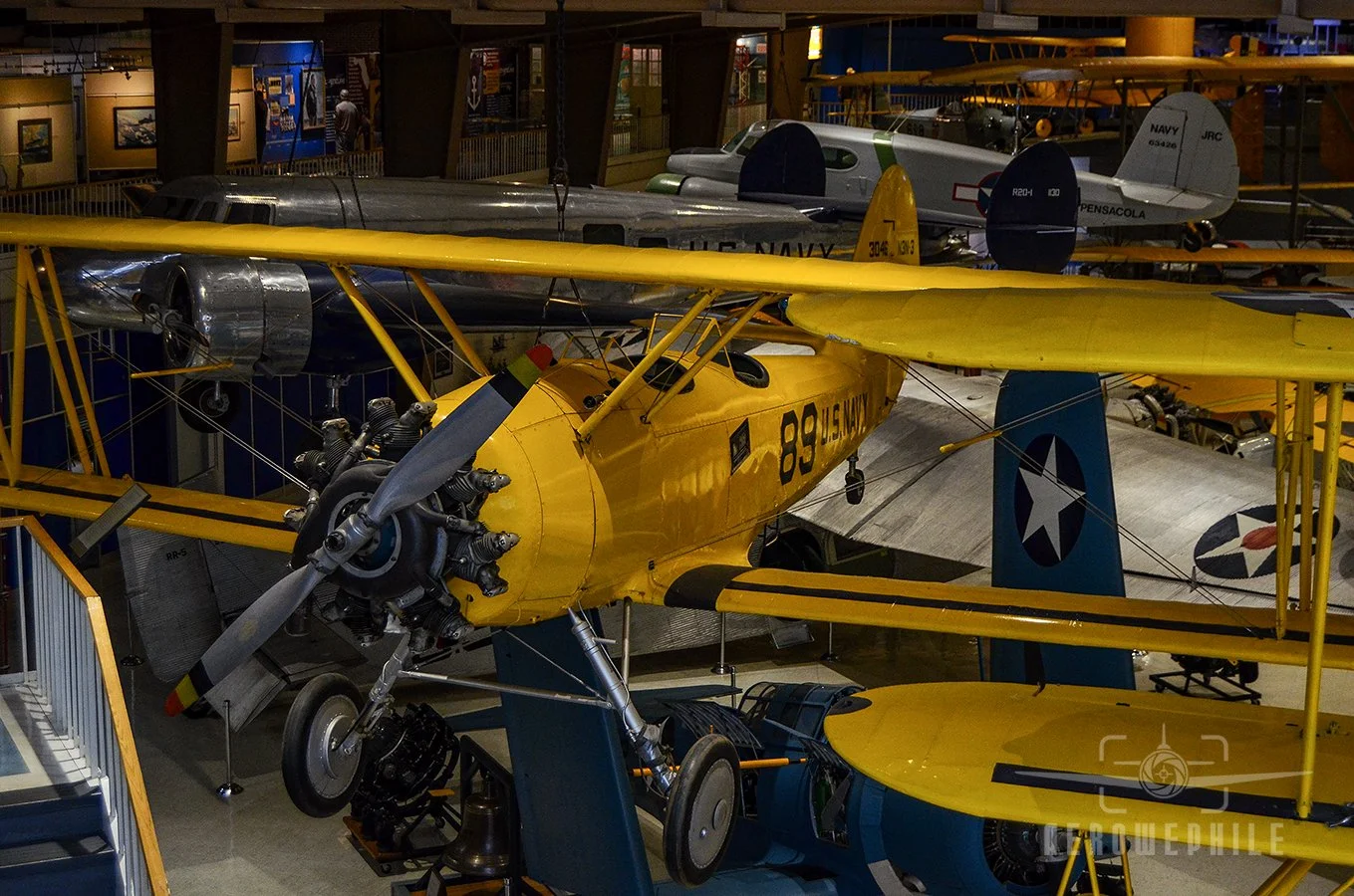 N3N "Yellow Peril" (Conventional Gear)
 - Called "Yellow Peril" because of its color scheme and principal use by inexperienced flight students, the Naval Aircraft Factory's N3N primary trainer was extremely rugged and easy to maintain.