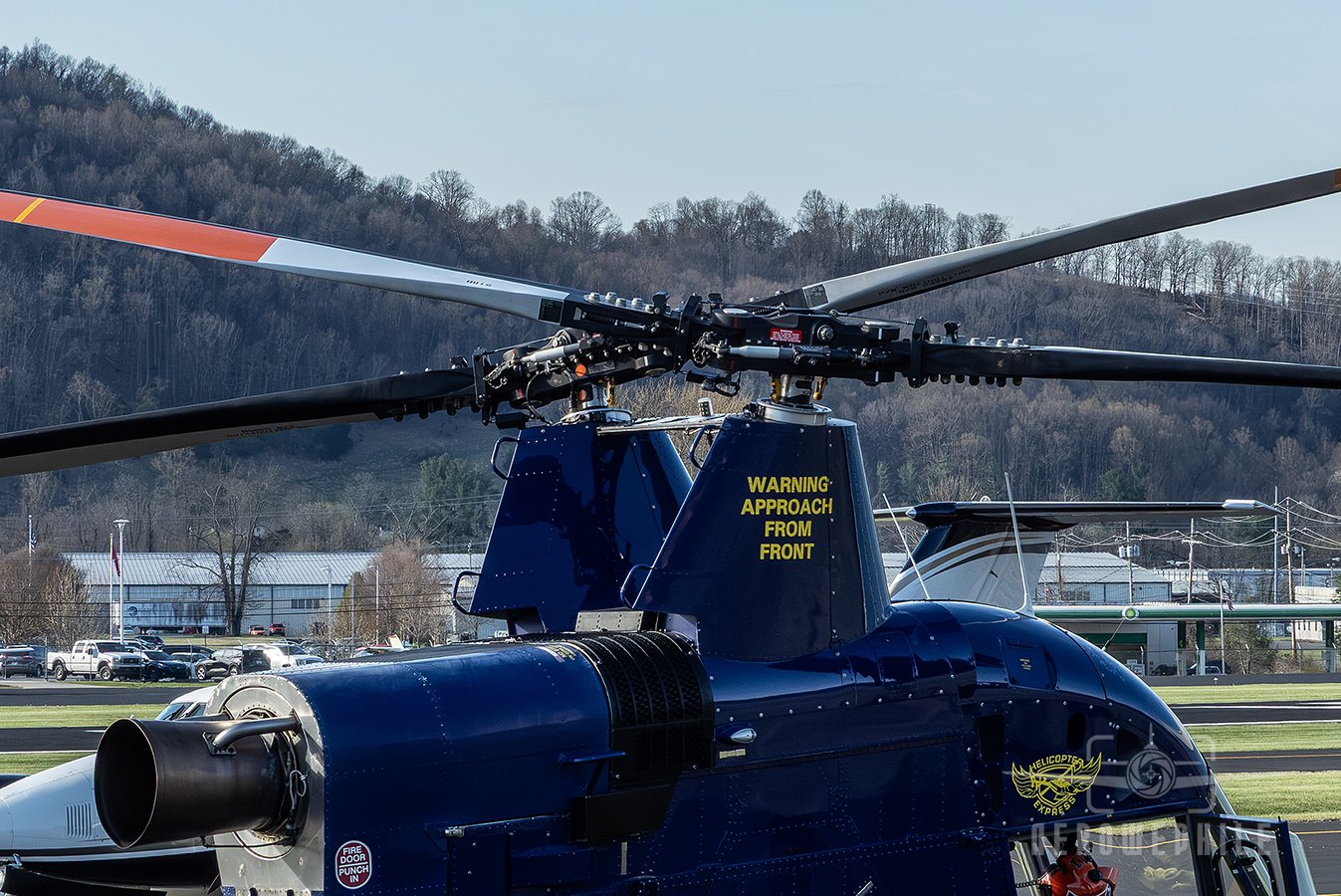 Close up view of the angled intermeshing rotors on the Kaman K-1200 K-Max.
25Mar26