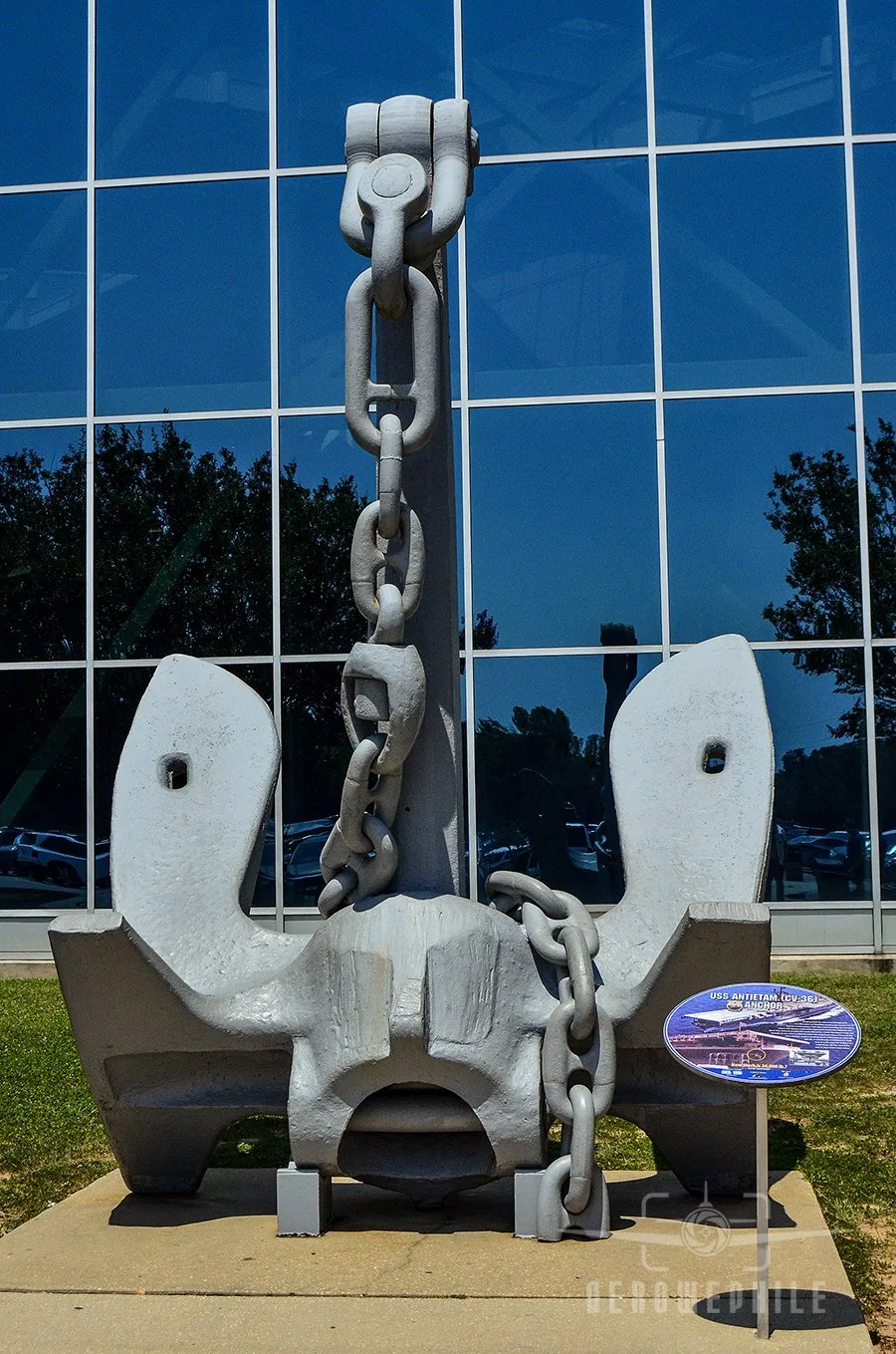 USS Antietam (CV-36) Anchor outside the museum's entrance.