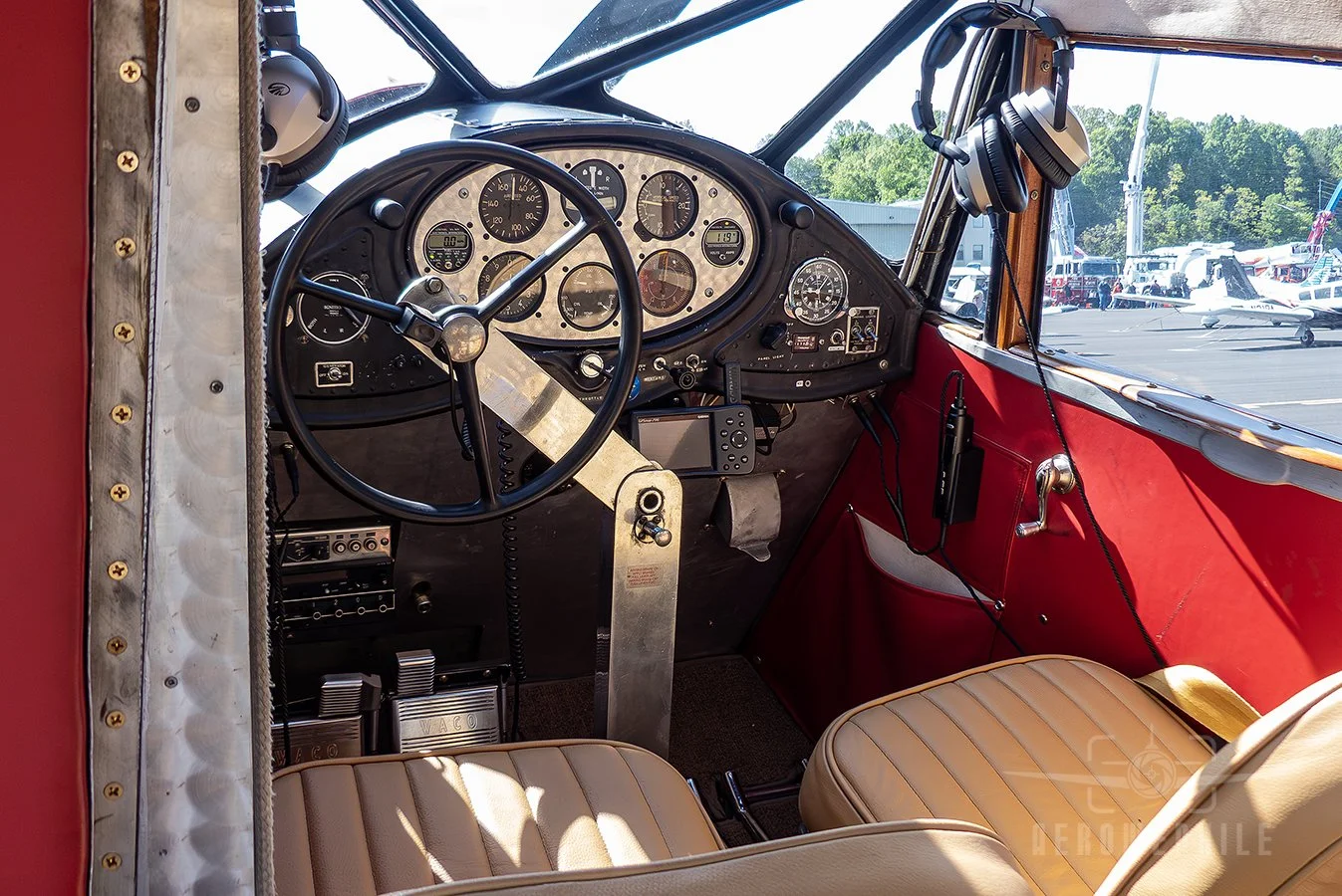 Classic interior of the 1933 Waco UIC biplane. 
Wings & Wheels - Greeneville Municipal Airport (GCY) 
02May26