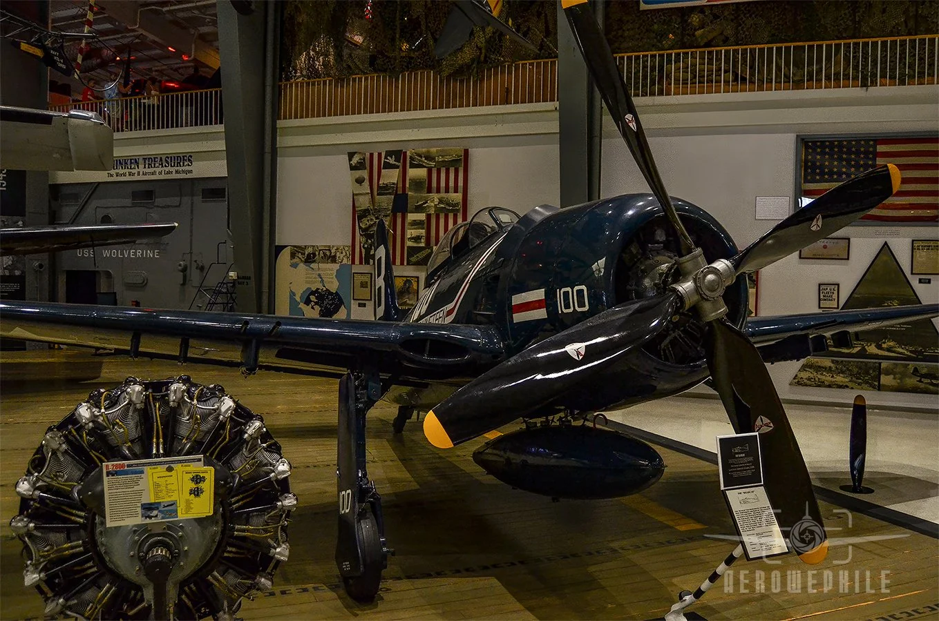 Grumman built 293 F8F-2s along with twelve night fighter F8F-2Ns and 60 photo reconnaissance F8F-2Ps, an example of the latter on display as part of the Museum collection.