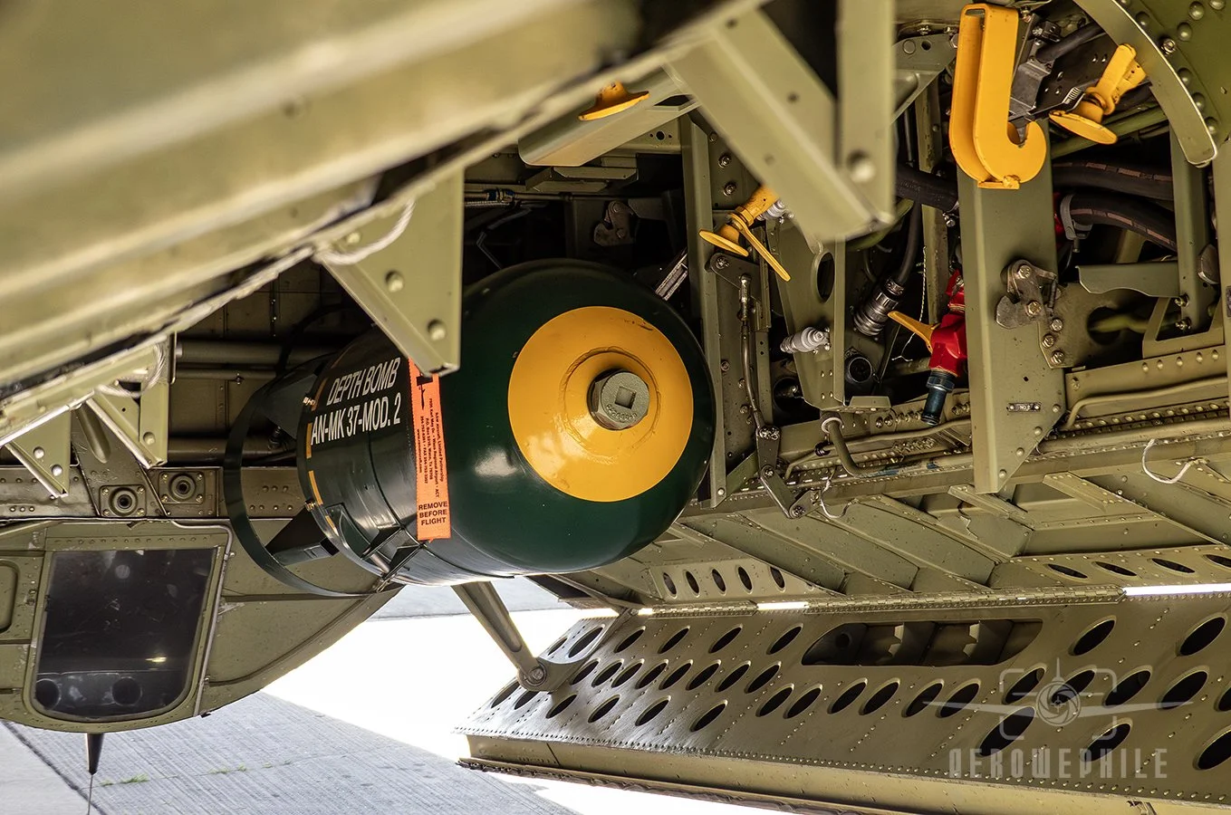 Bomb bay with a Depth Bomb AN-MK 37-MOD.2 on the rack.