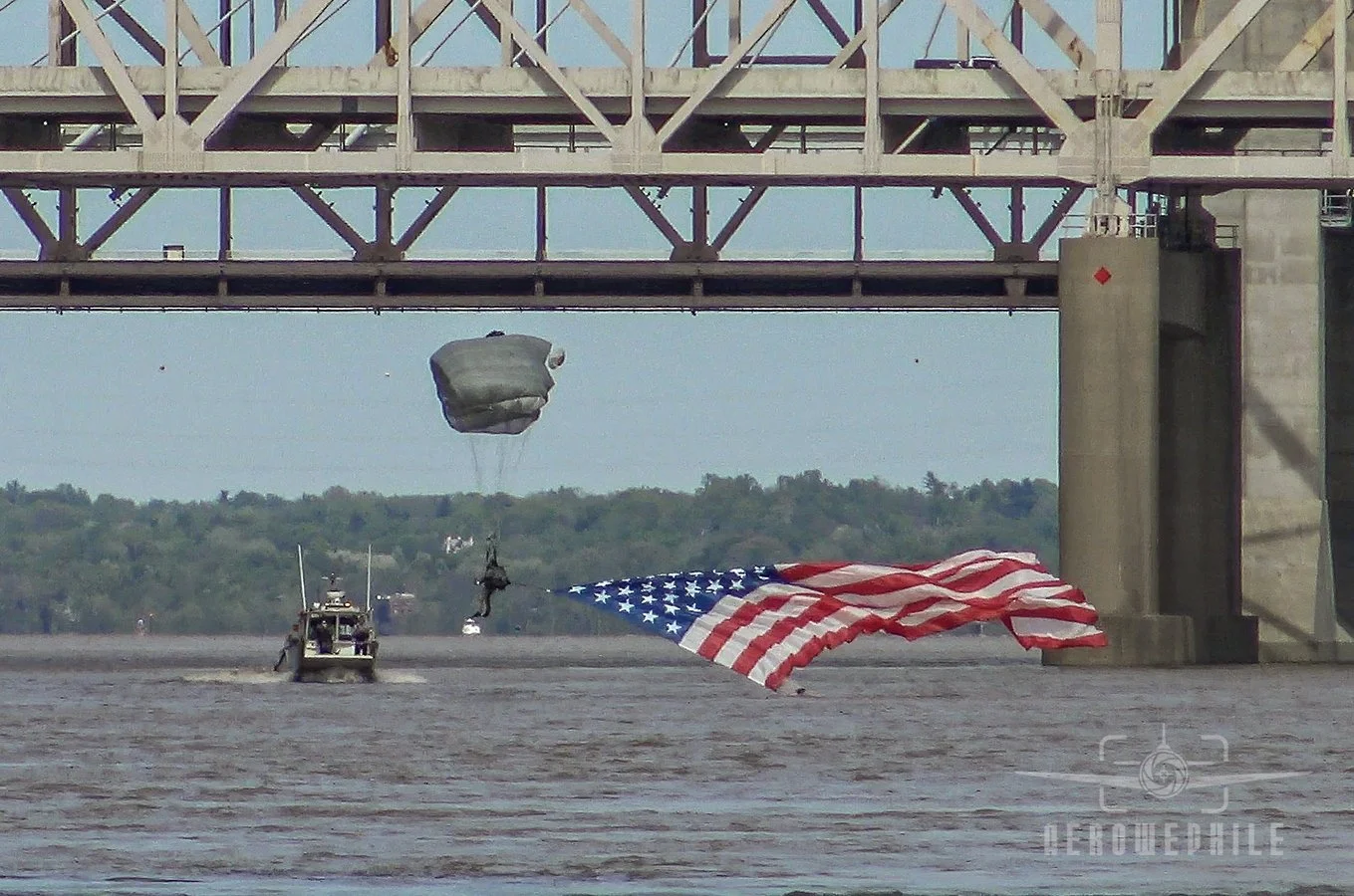 123rd Special Tactics Squadron Parachute Team Member (KY ANG, Louisville, KY) about to hit the water.