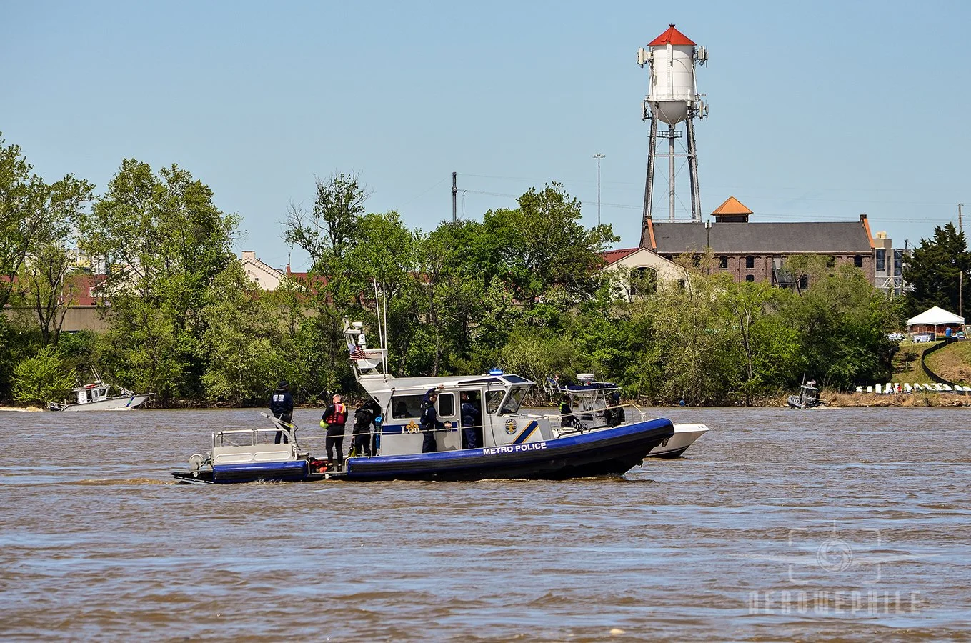 The local Metro Police had a presence on the river.