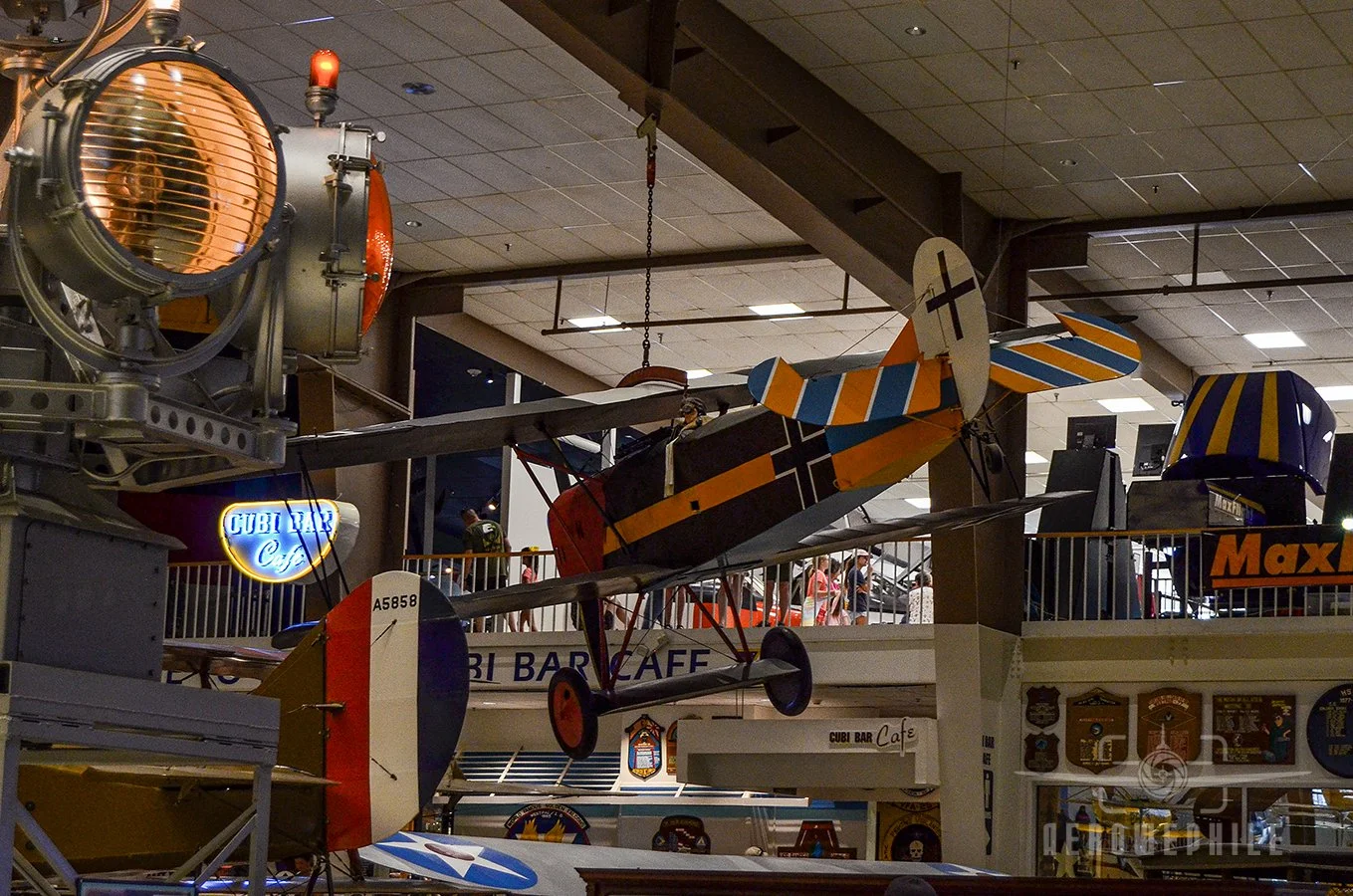 The Museum's example of the Fokker D.VII is a replica aircraft constructed using some original parts by Dr. Stan Morel of Arlington, Texas, who served as an enlisted pilot in the Navy and retired as an aviation chief machinist's mate. At one time it 