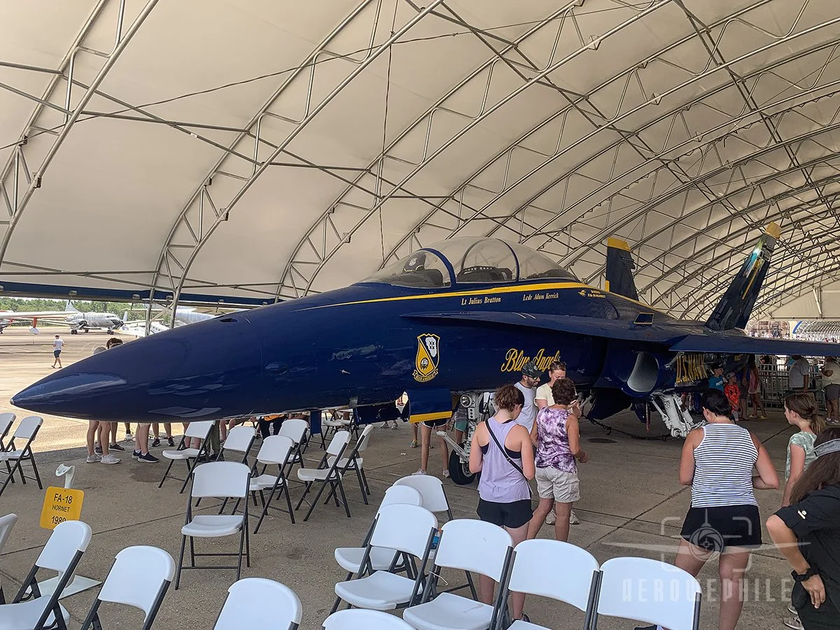 F/A-18 Hornet under a shelter.