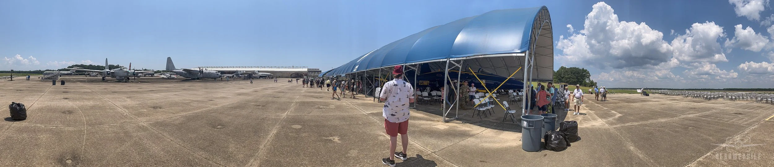 Looking from the Blue Angels practice viewing area back towards the museum buildings.