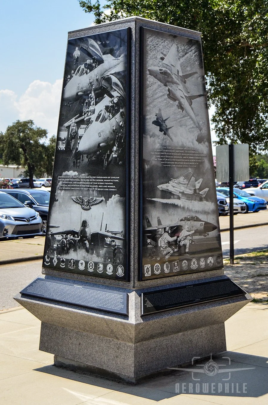 U.S. Navy themed obelisk at the front entrance.