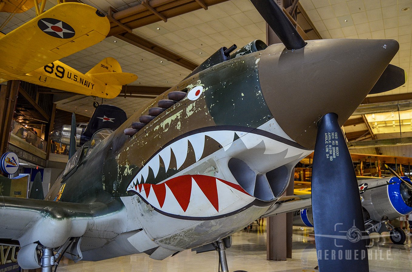 The distinctive "Shark's Mouth" painted on the Flying Tigers P-40B Tomahawks.
