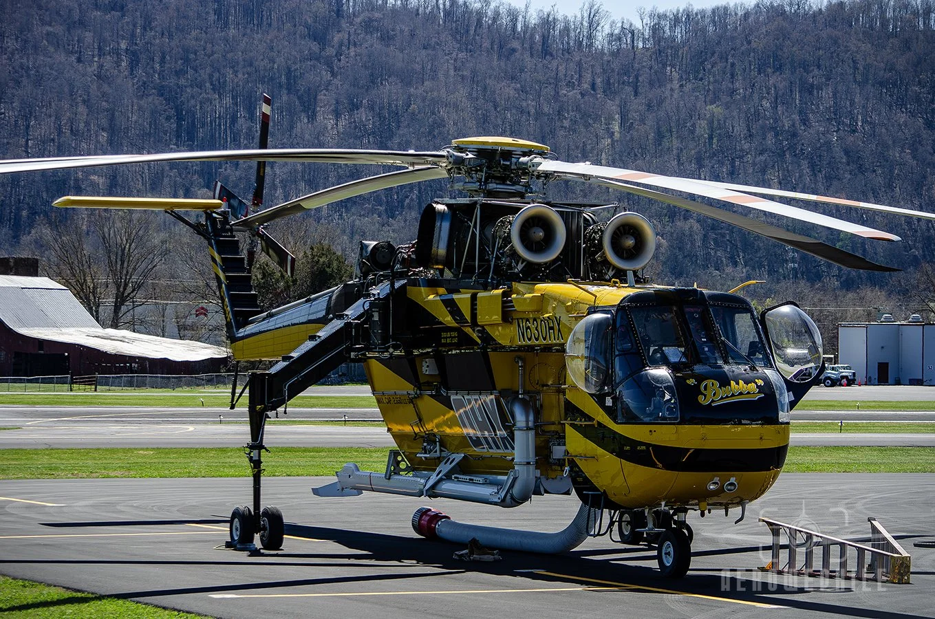 Helicopter Express Sikorsky S-64F Skycrane (N630HX) on the ramp at Elizabethton Municipal Airport.
24Mar26