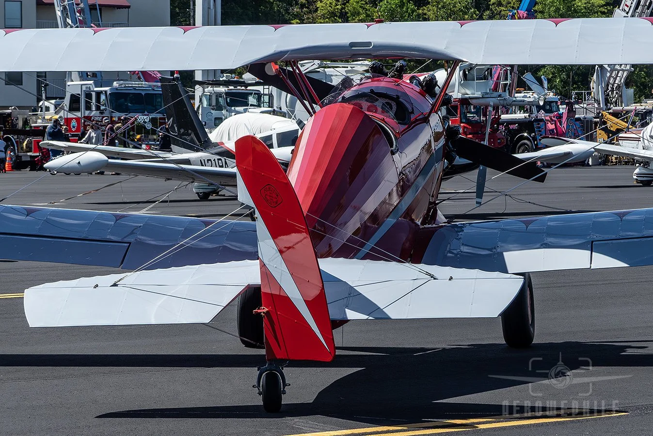 Flaglor High Tow Biplane. A Frankenstein aircraft. It uses a WACO fuselage and the wings of a Canadian Fleet. Here it has been pulled out to prepare for departure. Wings & Wheels - Greeneville Municipal Airport (GCY) 
02May26