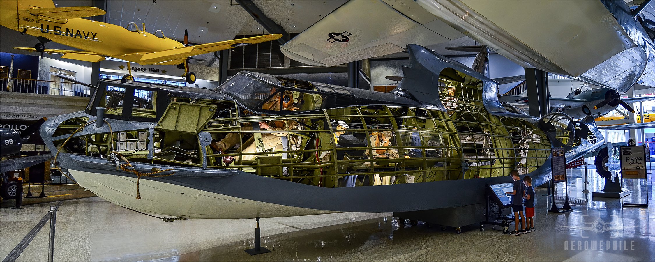 Close up view of the Consolidated PBY-5B Catalina (Mk.IB – RAF s/n FP216) cutaway display.