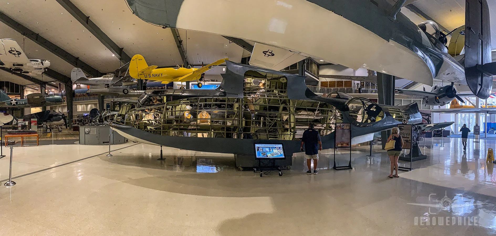 Ground floor view of the West Wing with the Consolidated PBY-5B Catalina (Mk.IB – RAF s/n FP216) cutaway display.