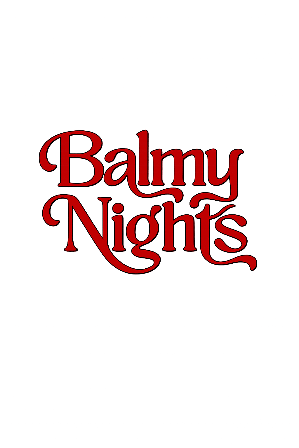Book cover for "Balm Night" with black background and red stylized text.