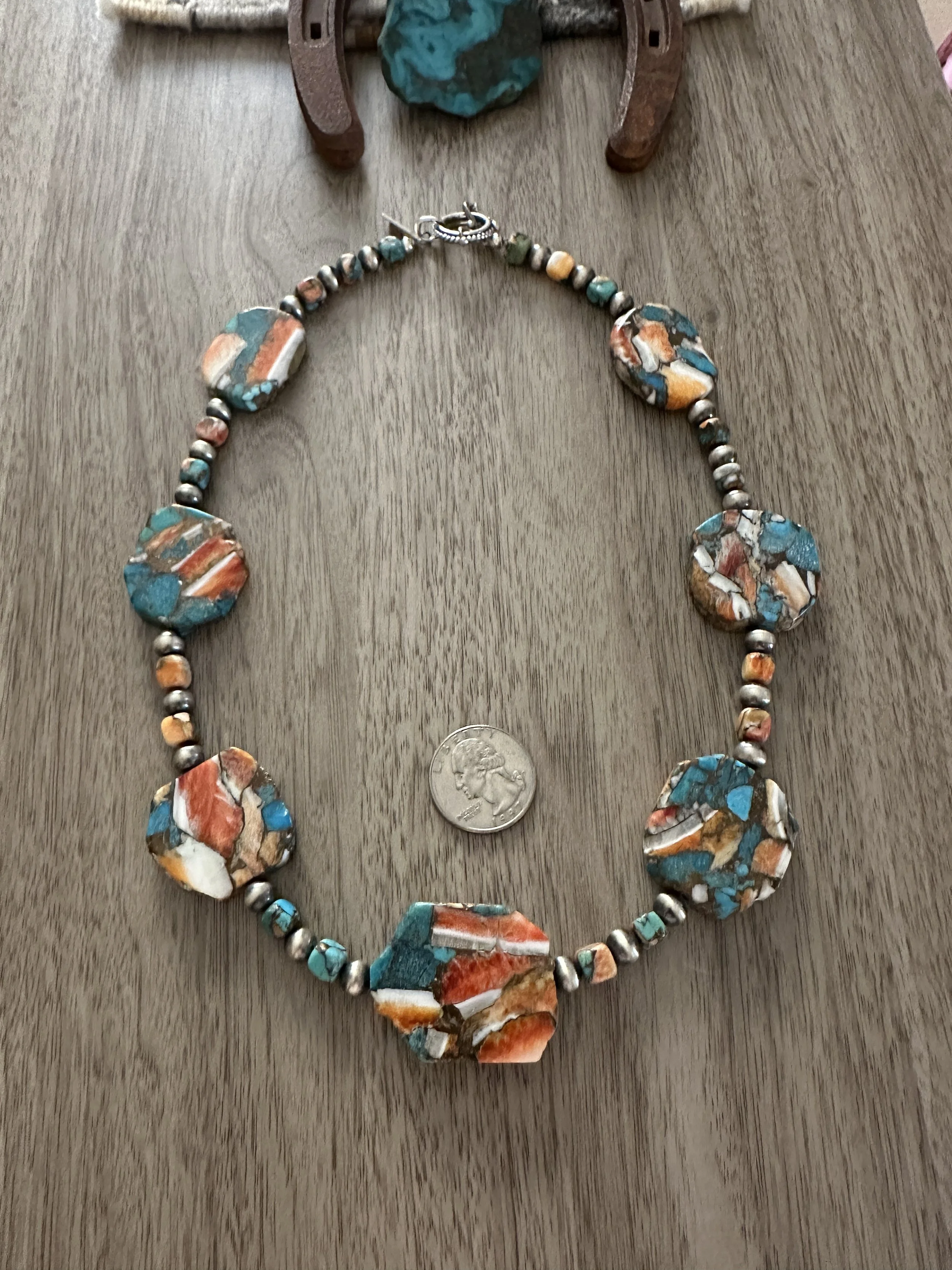 Mojave Spiny Oyster Necklace With Desert Sterling Silver Pearls