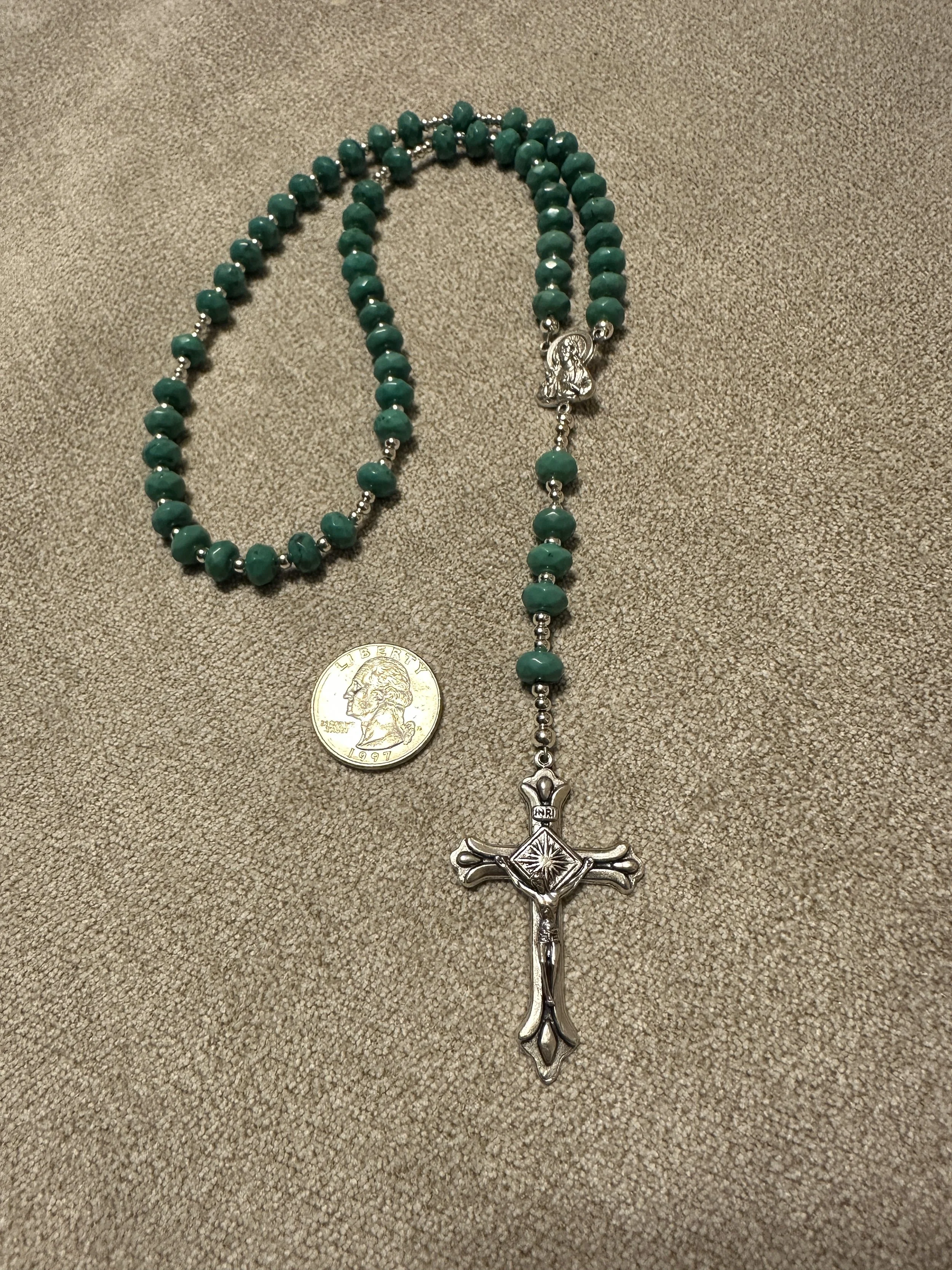 Genuine Authentic Turquoise Faceted Rosary