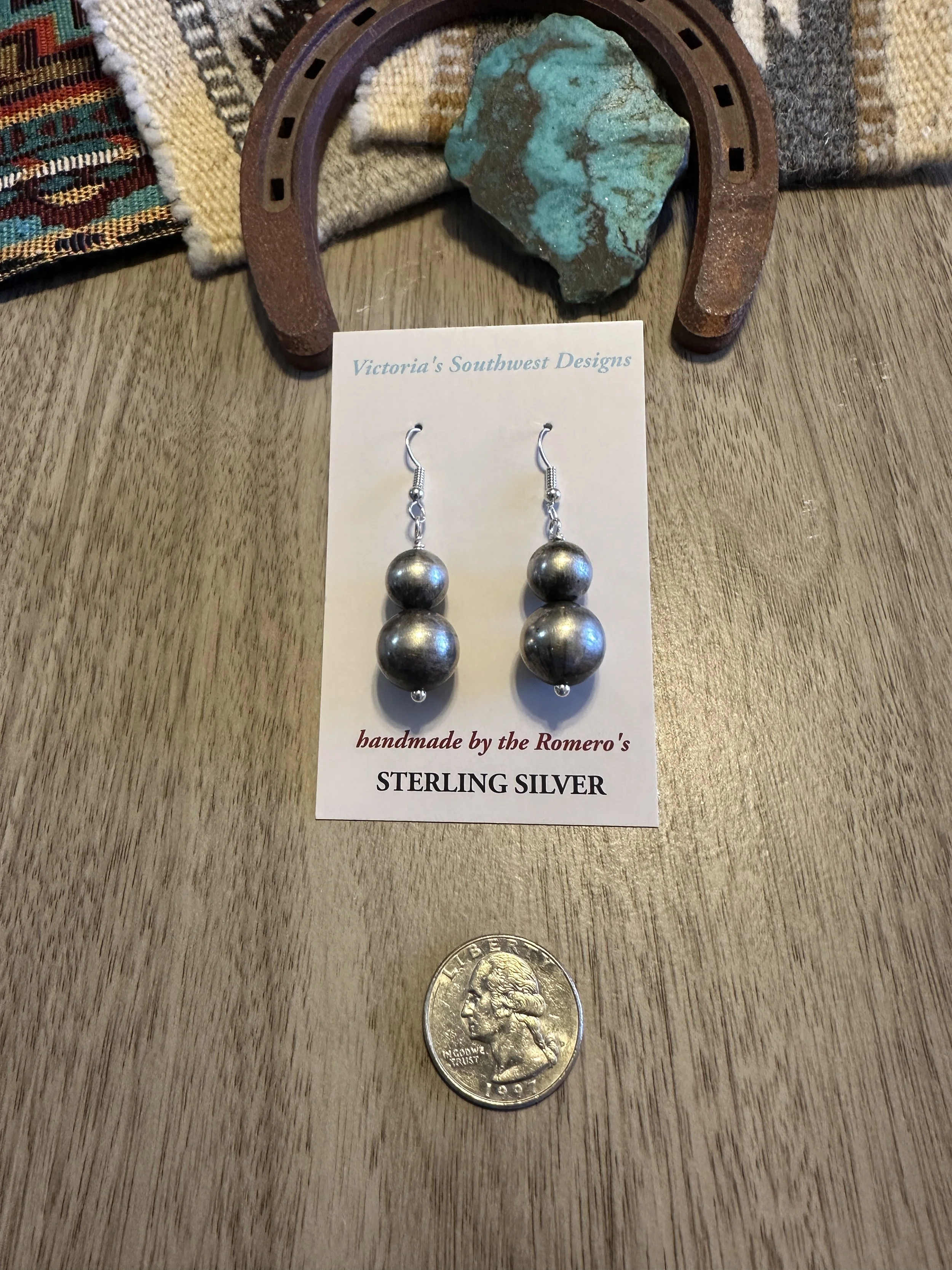Desert Sterling Silver Pearl  Dangle Earrings
