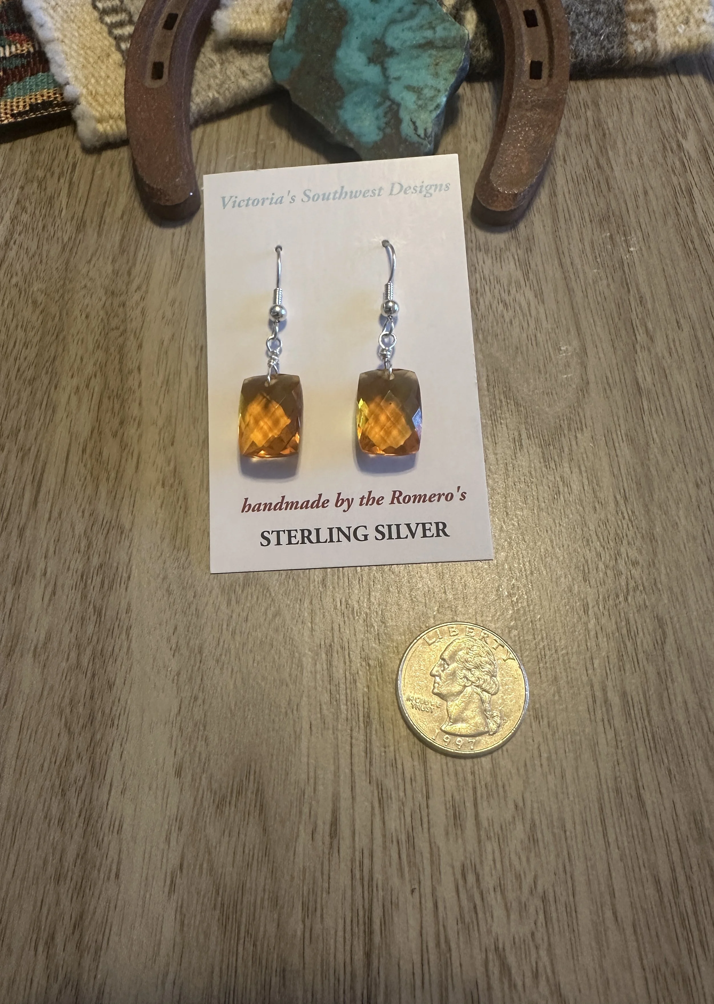 Citrine Cushion Faceted Earrings