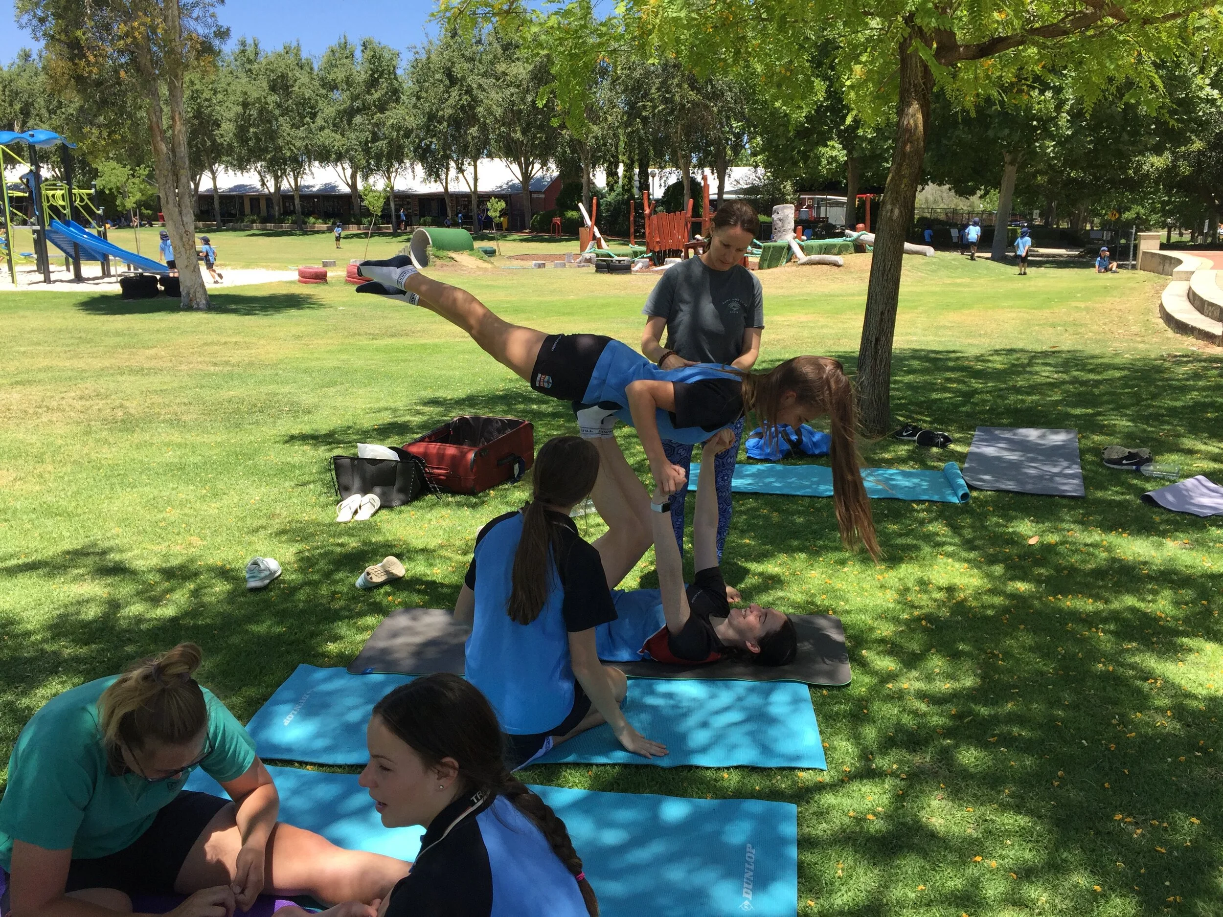 Outdoor Yoga Session with Tranby College Netball students