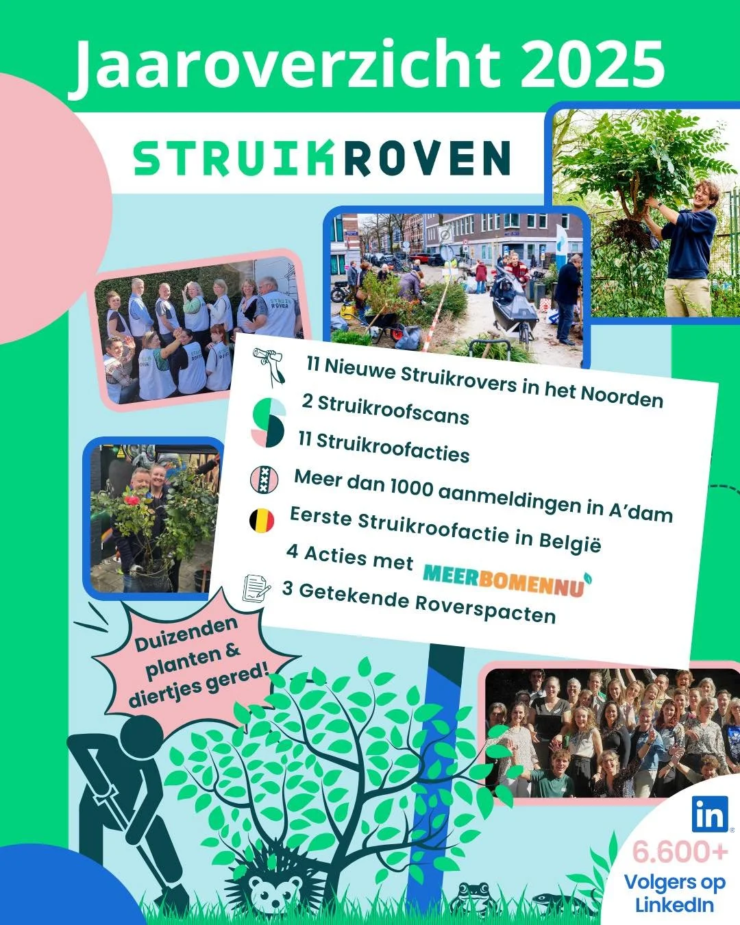 𝟮𝟬𝟮𝟱: 𝗵&eacute;𝘁 𝗷𝗮𝗮𝗿 𝘃𝗮𝗻 𝗽𝗿𝗼𝗳𝗲𝘀𝘀𝗶𝗼𝗻𝗮𝗹𝗶𝘀𝗲𝗿𝗶𝗻𝗴, 𝘀𝗮𝗺𝗲𝗻𝘄𝗲𝗿𝗸𝗶𝗻𝗴 𝗲𝗻 𝗶𝗺𝗽𝗮𝗰𝘁

Lees je mee? 

🦸🏻&zwj;♀️ Voor een goede landelijke dekking zijn er in Noord Nederland 11 nieuwe Struikrovers opgeleid. 

💪🏻