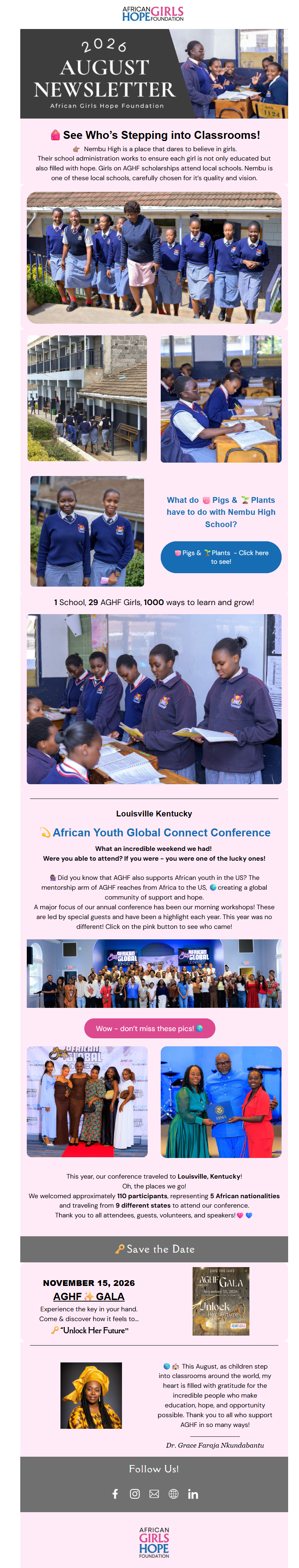 newsletter for refugee and orphan girls in africa
