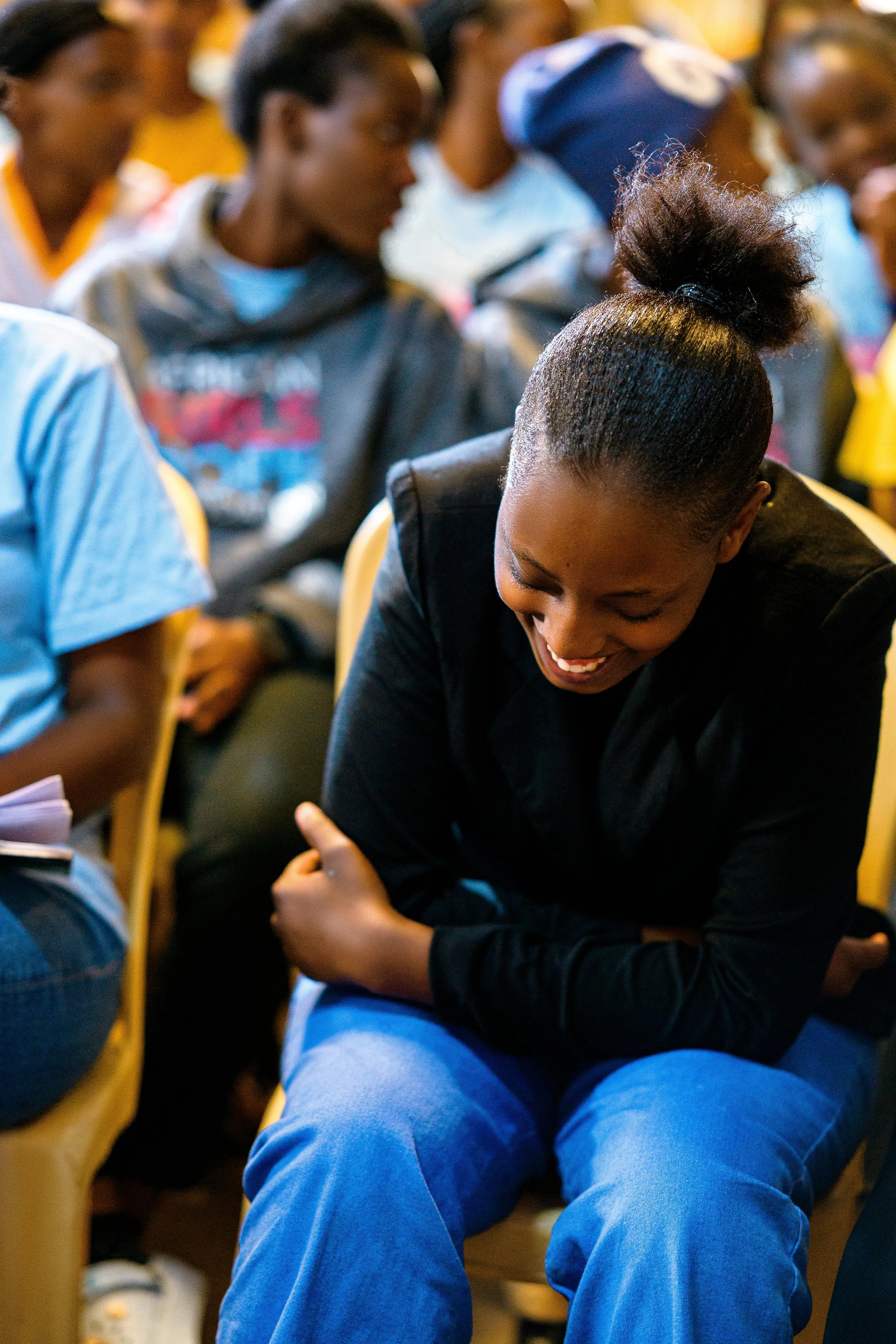 African girl laughing.