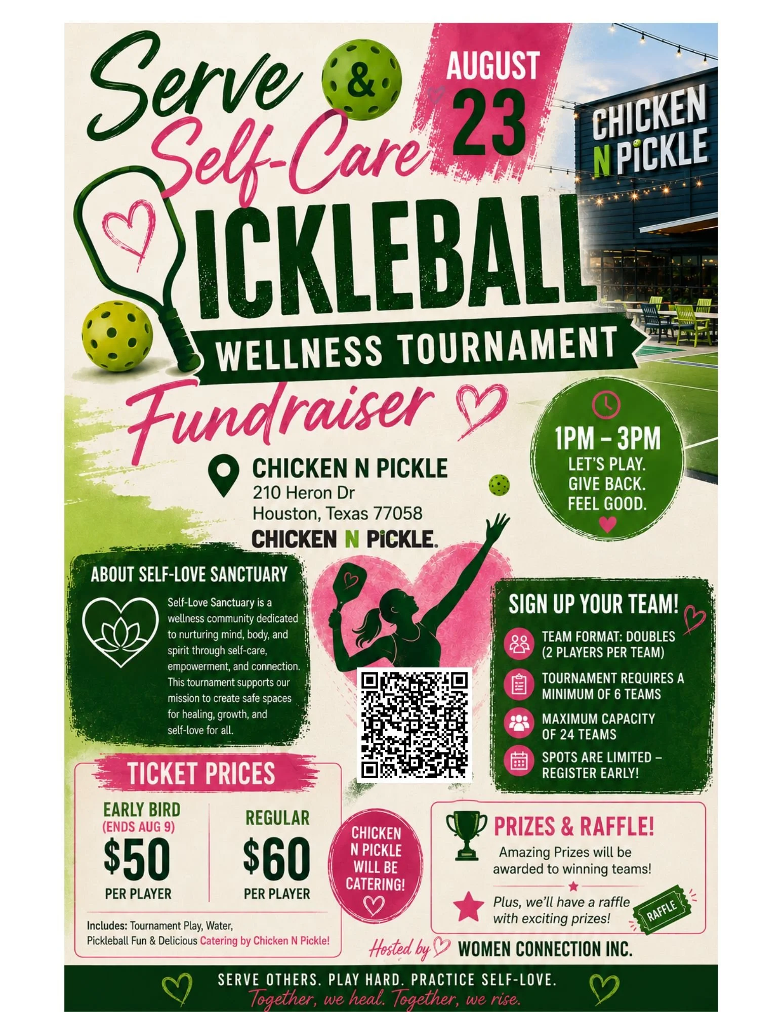 Serve Up Hope at the Women Connection, Inc. Serve &amp; Self-Care Pickleball Wellness Tournament
