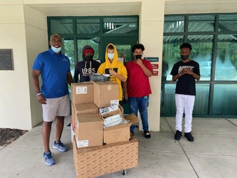 Sept 2021-Mr. Kimble, the school supplies, and students at Jennings Middle School