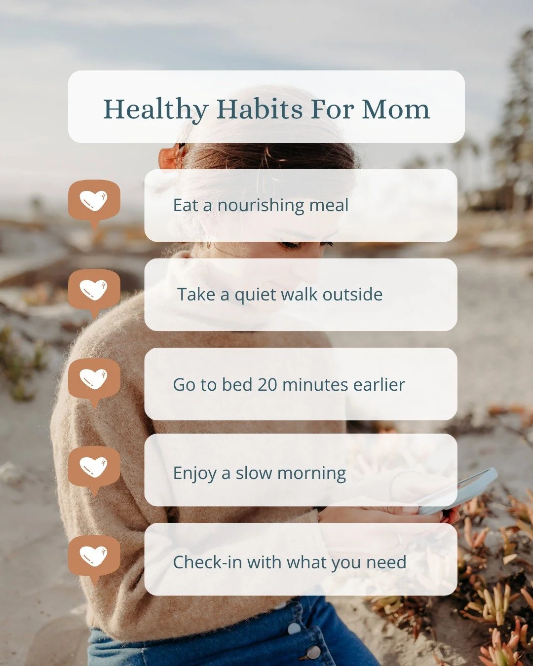 We don't need to operate running on empty, and it is not all or nothing 💛

Stewarding your health in your full season can look as simple as:
💛 Sitting down to eat a nourishing meal (as slowly as the kids allow)
💛 Taking a quiet walk outside
💛 Goi