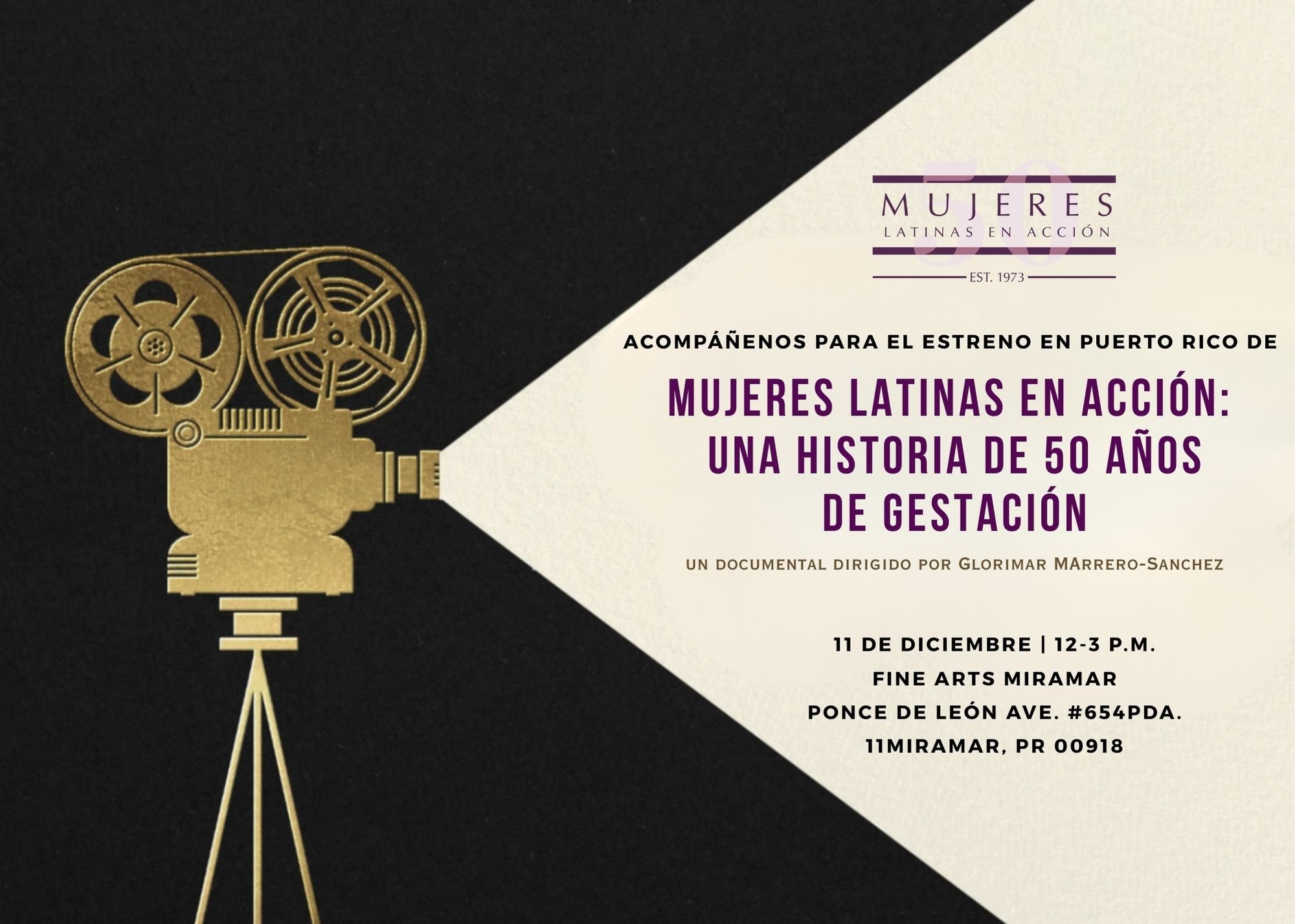 On behalf of Mujeres Latinas en Acci&oacute;n, it is my pleasure to invite you to a special event in San Juan, Puerto Rico, premiering their documentary, Mujeres Latinas en Acci&oacute;n: A Story 50 Years in the Making.

Join us as we celebrate this 