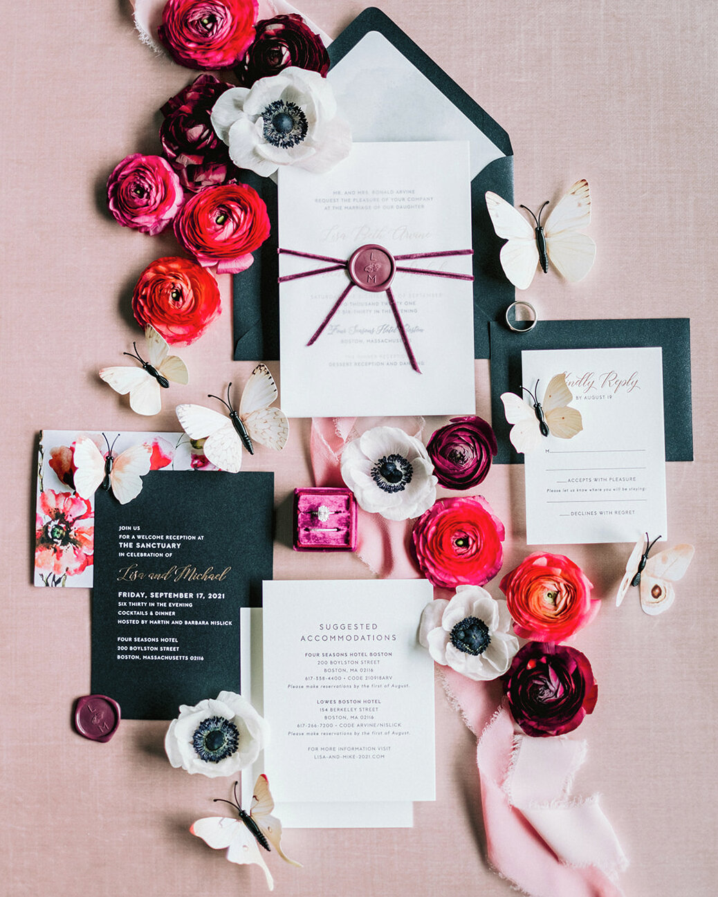 A beautiful invitation suite is the ultimate first impression for your wedding day! It sets the tone for guest expectations ❤️ (Photography: @melissastimpson, Planning, Design, and Florals [Excluding Chuppah]: @ajwevents, Venue: @fsboston, Floral Chu