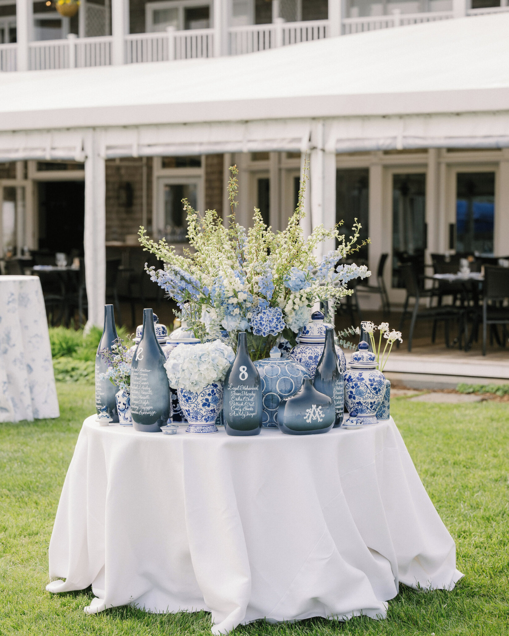 This will go down as one of our favorite escort displays of all time! 💙 (Photography: @rebeccalovephotography, Planning &amp; Design: @ajwevents, Florals: @forevermarkflowers, Venue: @whiteelephantnantucket, Makeup: @_paolina_beauty_, Hair: @monikar