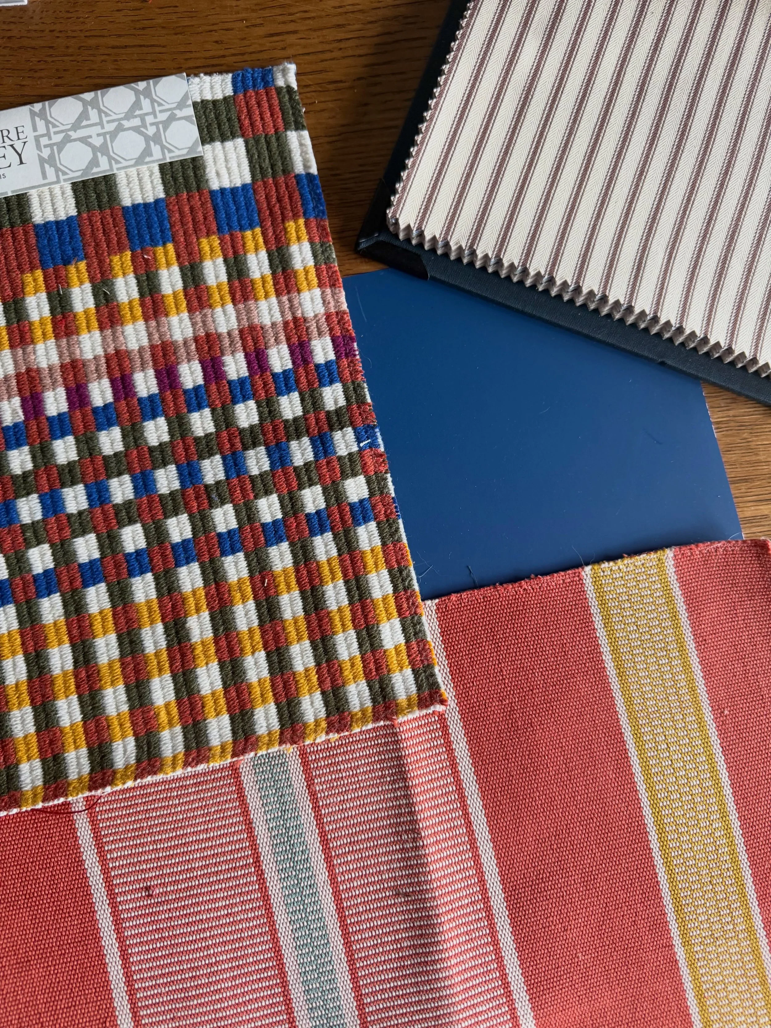 The results from a recent fabric consultancy. My client was struggling to make a decision on fabrics for her son&rsquo;s bedroom, and was finding it hard to find something they both agreed on. They had decided on the @littlegreenepaintcompany Space B
