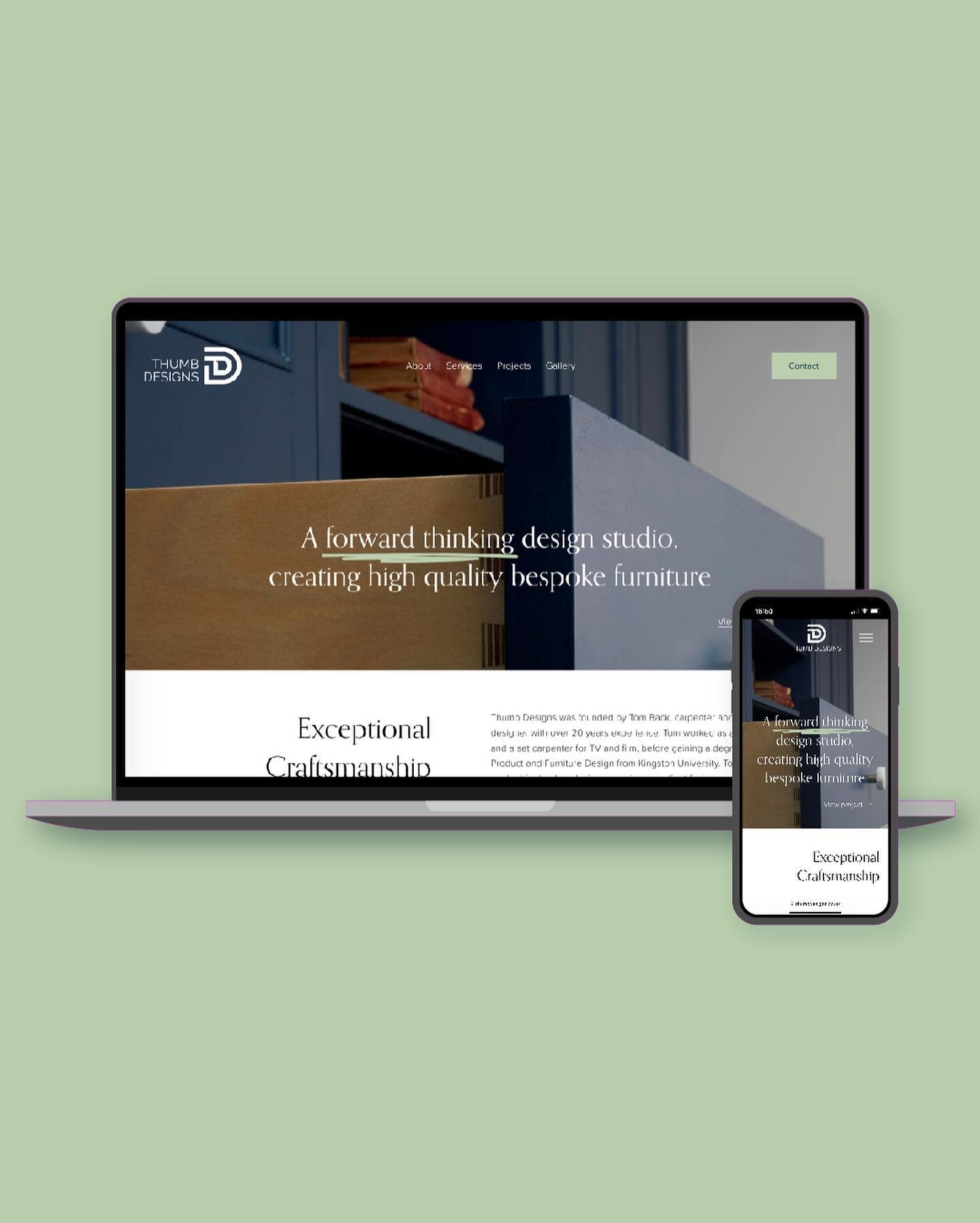 As part of the visual refresh, we built a new website for @thumbdesigns to reflect the quality of finish and attention to detail of Tom&rsquo;s designs and construction. This meant a clean, contemporary design and minimal copy to bring the lovely pho