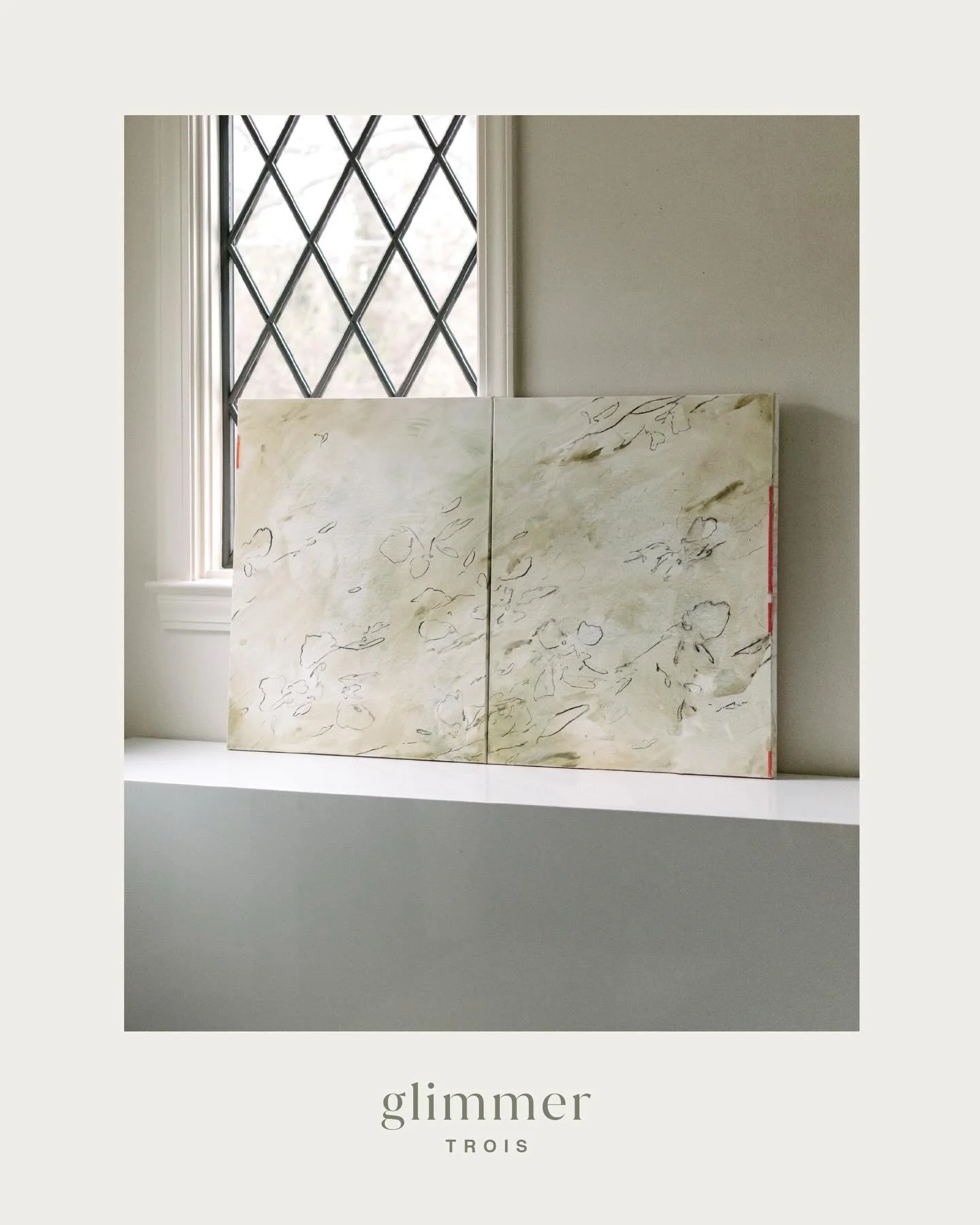 AVAILABLE NOW! My first fine art collection of 2026. Link in bio. 

&ldquo;Glimmer Trois: a push + pull of faint organic fragments&rdquo;