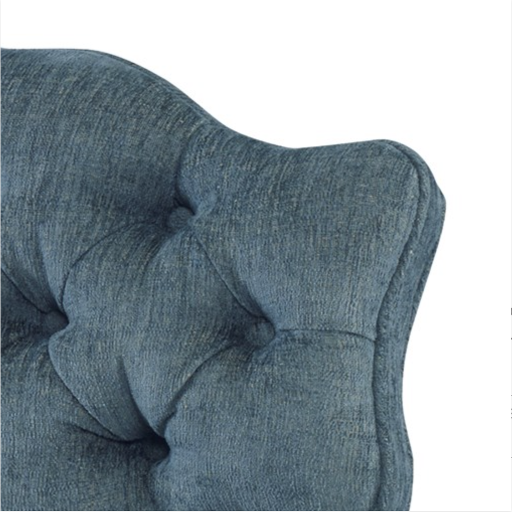  blue tufted upholstered chair, velvet, cleaning 