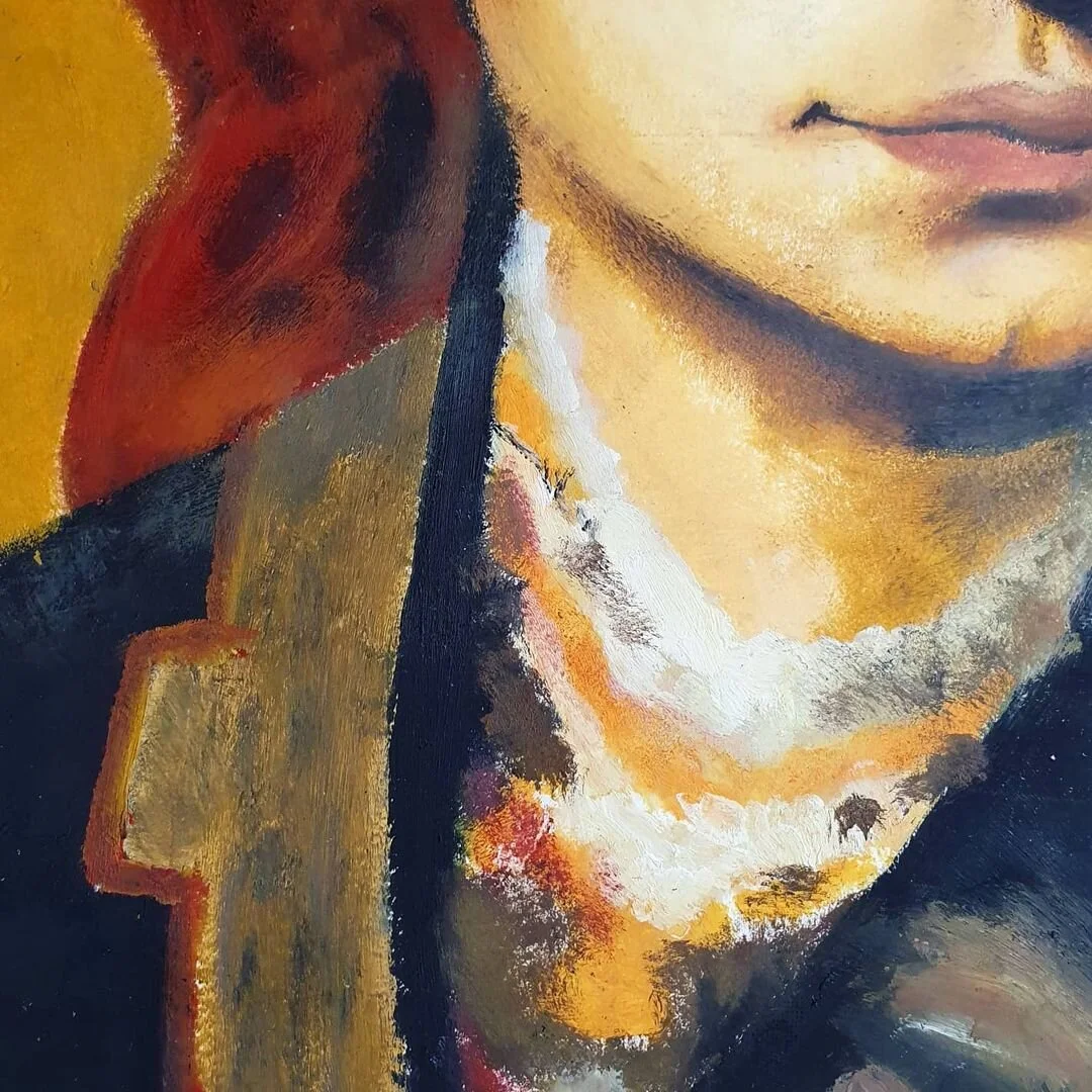 Close up of oil painting