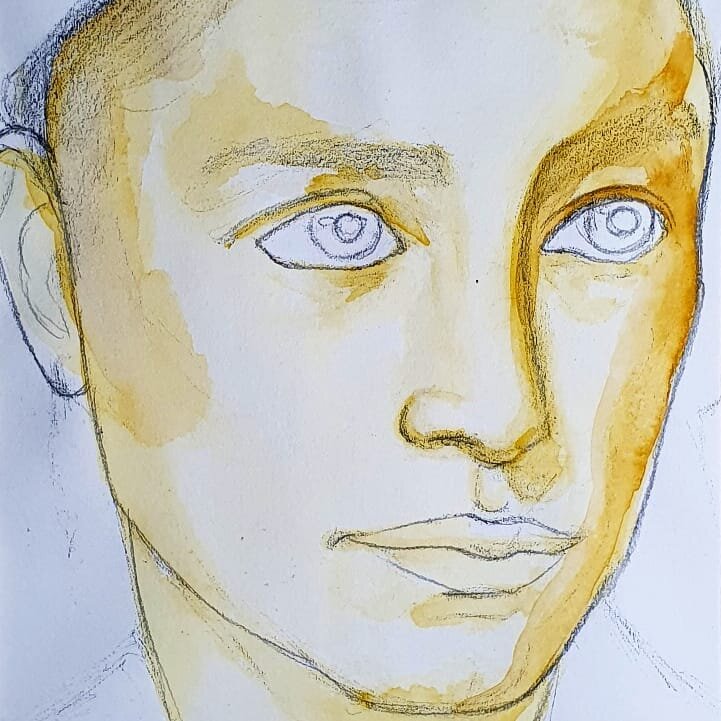 Close up of watercolour study
