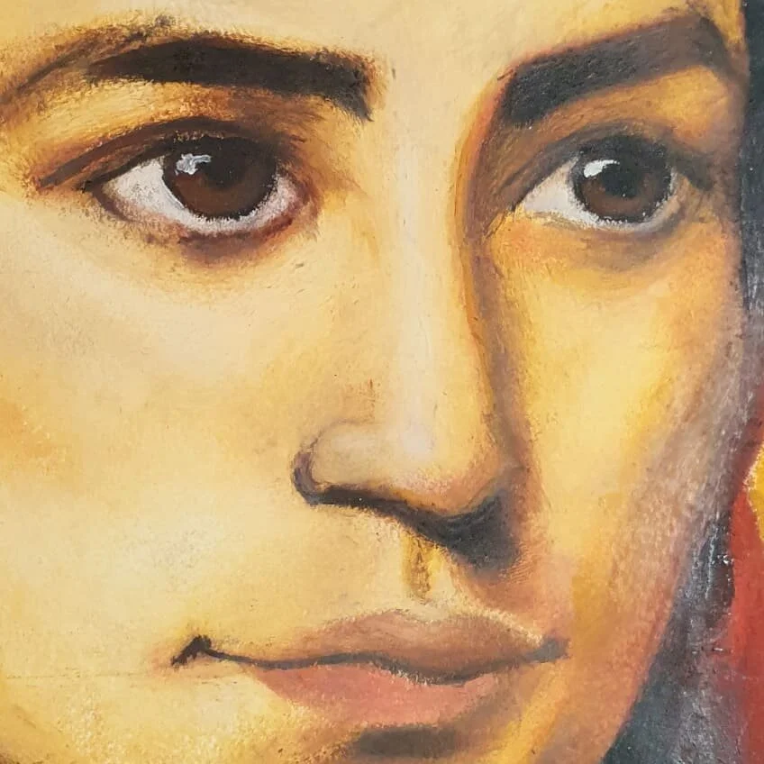 Close up of oil painting