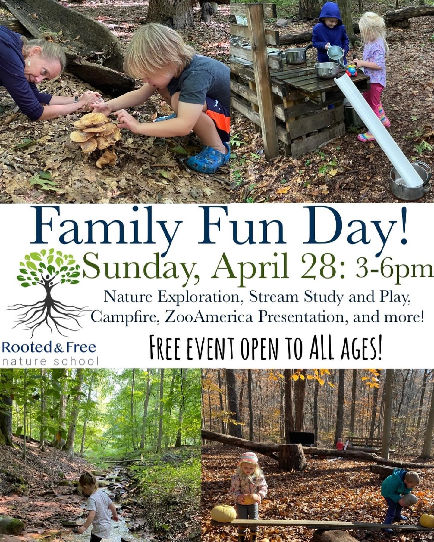 Our 3rd annual Family Fun Day is TOMORROW- Sunday, April 28 from 3-6pm. Come learn about animals at ZooAmerica&rsquo;s 3:30 or 5:00 presentation. Join A Space to Make in a collaborative art project, relax while doing yoga anytime between 4-5, and roa