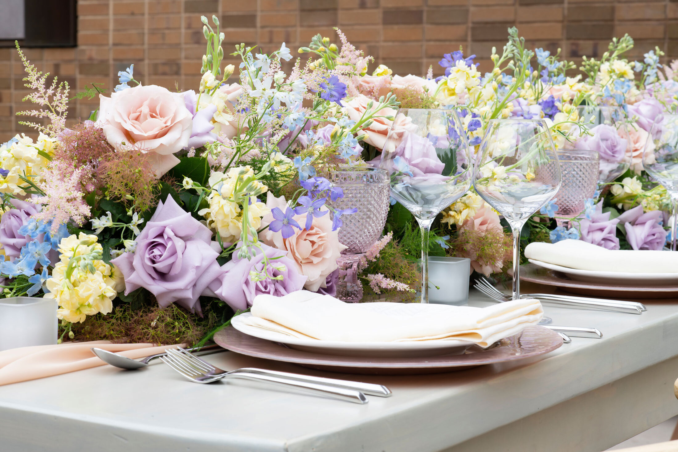 Closeup of wedding reception table at Carroll Hall Venue