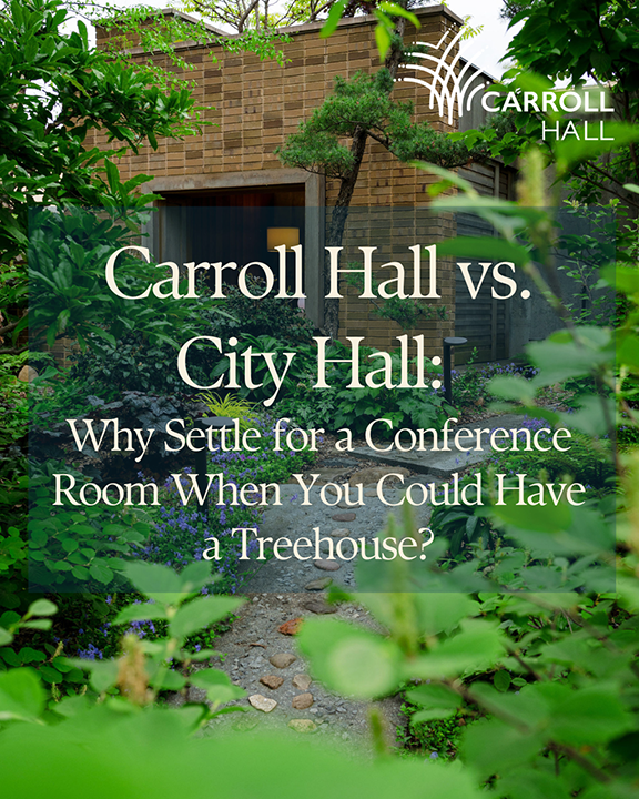 City Hall vs. Carroll Hall: Here's why Carroll Hall is the best choice for an intimate, luxurious, and private wedding with no trip to City Hall required.