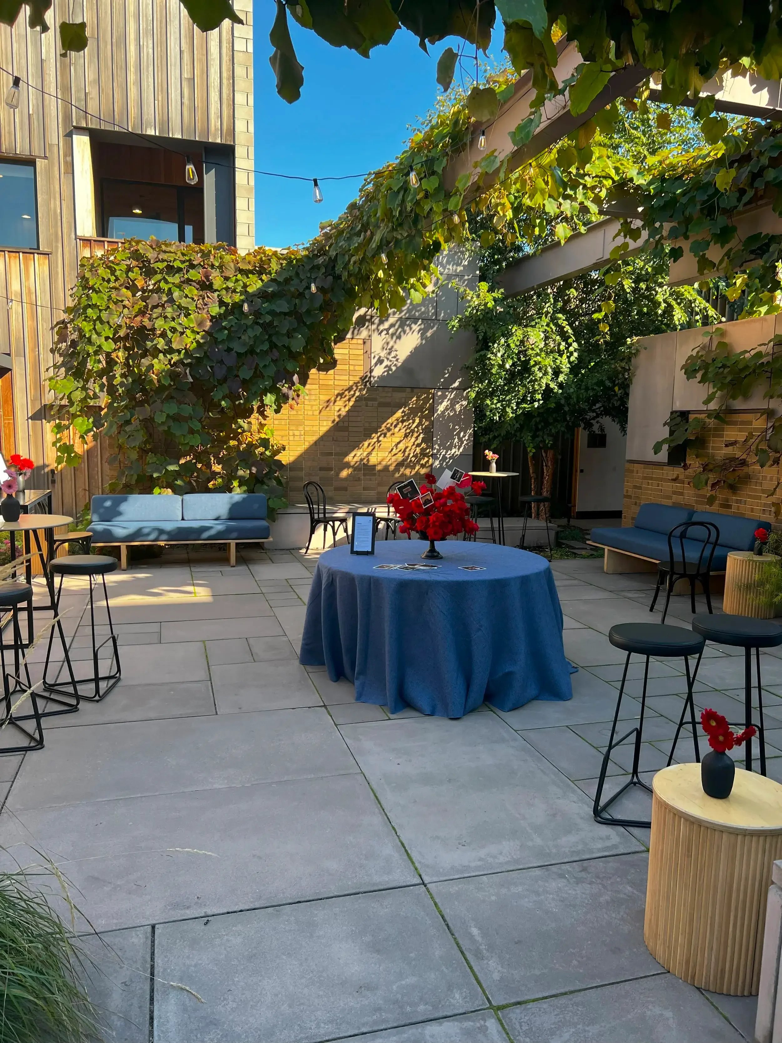 A courtyard cocktail party at Carroll Hall in Brooklyn, NY