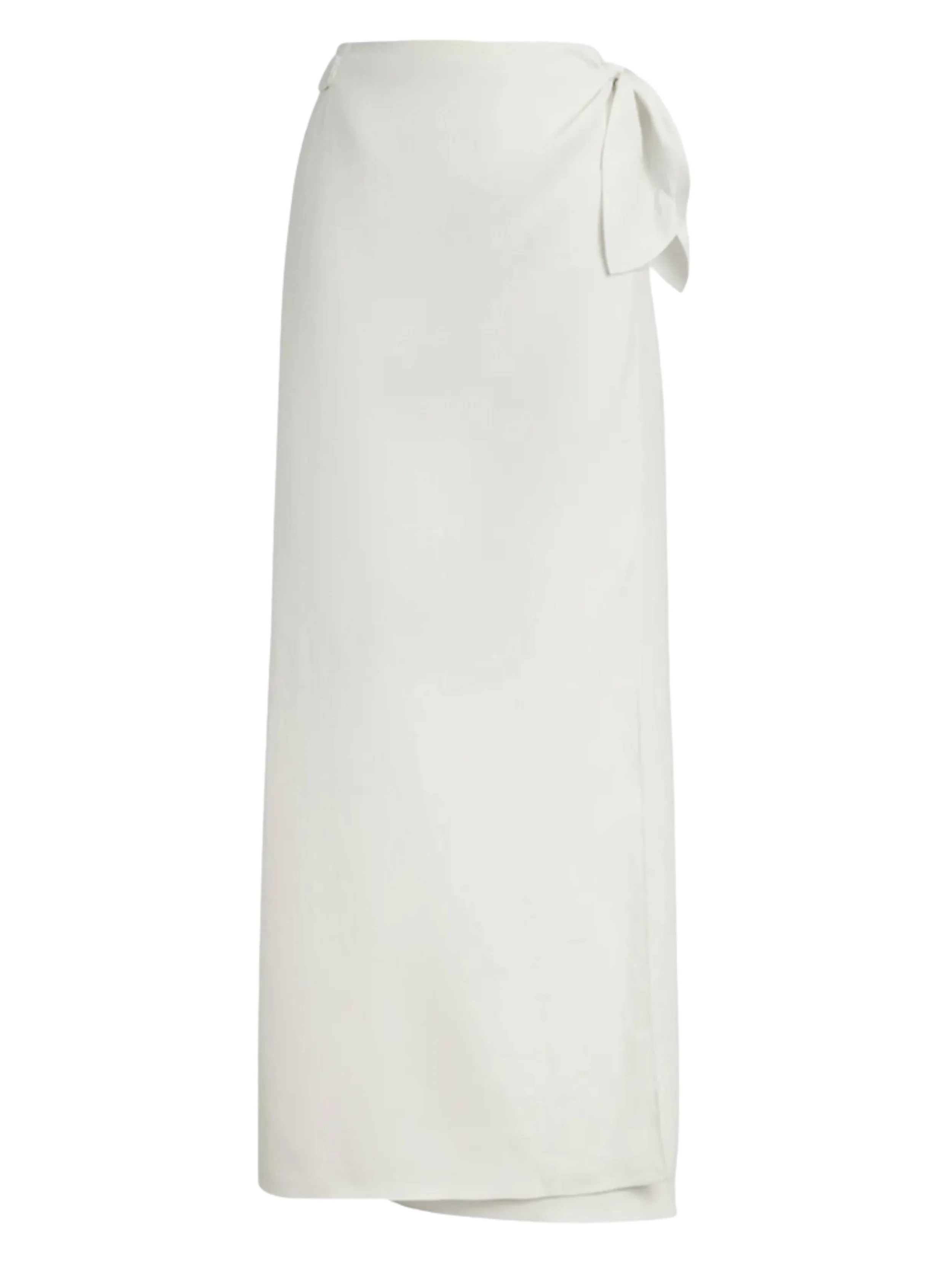Wrap waist
Side slit
Side tie closure