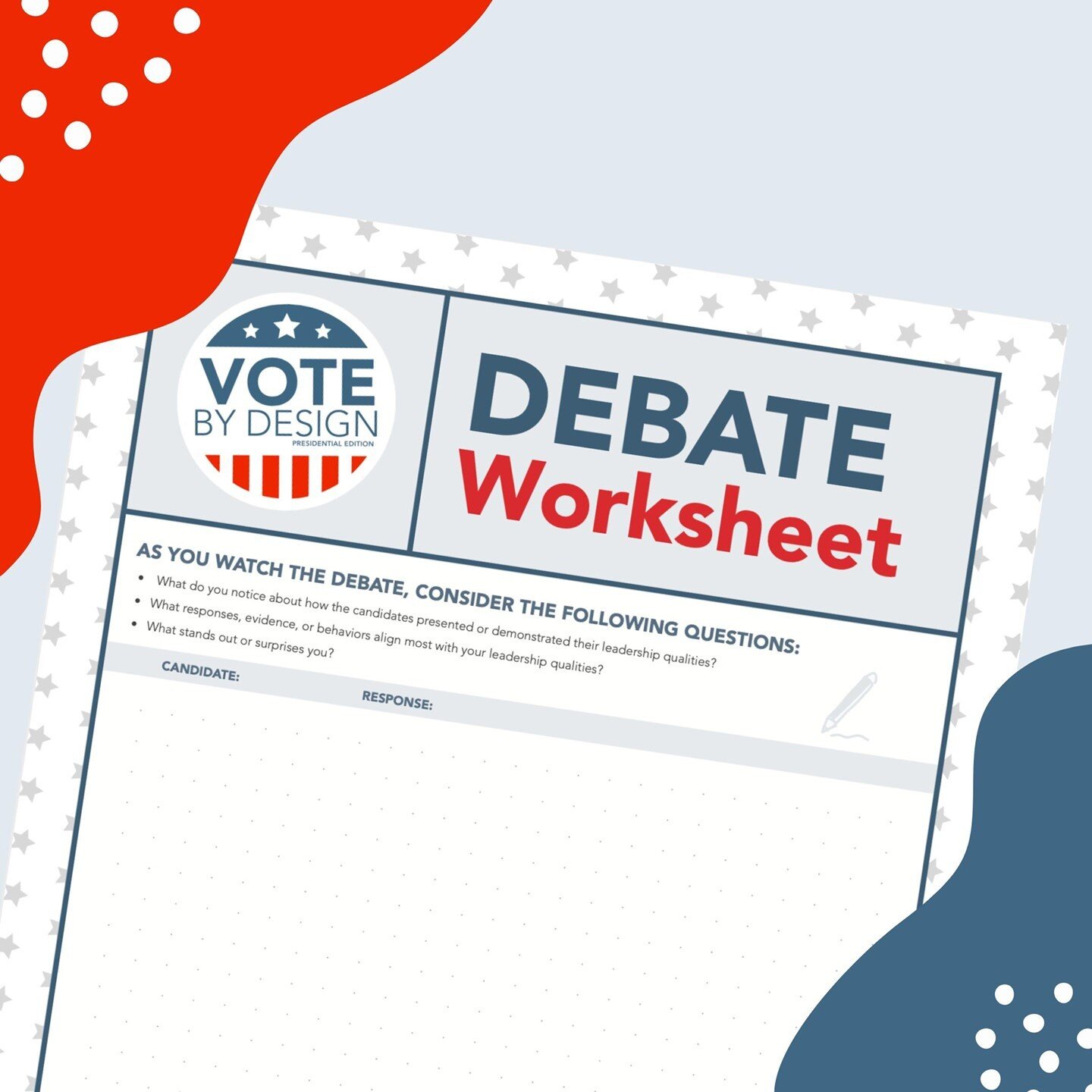 The first Presidential debate is next week. Get ready to be an active listener and critical thinker with our pre-debate worksheet. Link in bio, or go to https://www.votebydesign.org/educators
#votebydesign #civicsmatters #civicseducation #students #e