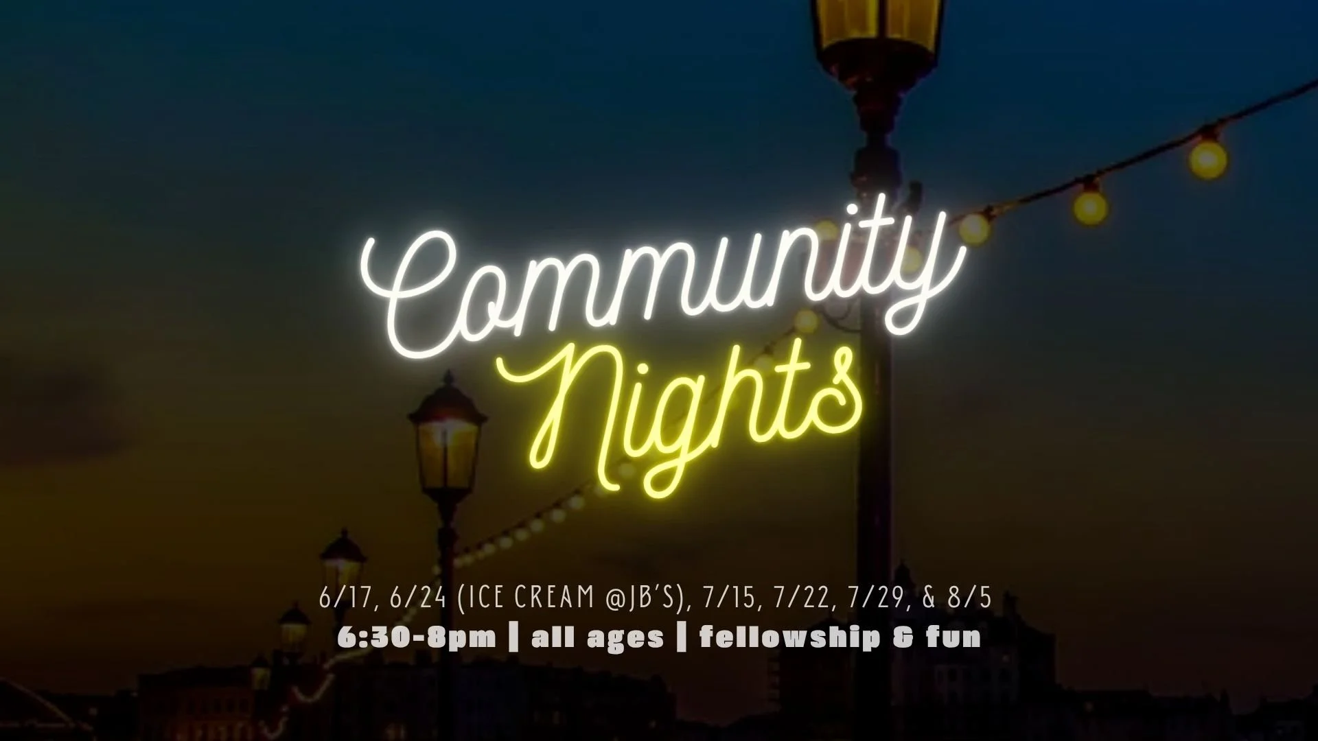 Join us for relaxed time together as a community! The whole fam is welcome :) Hosted at HC unless otherwise noted.