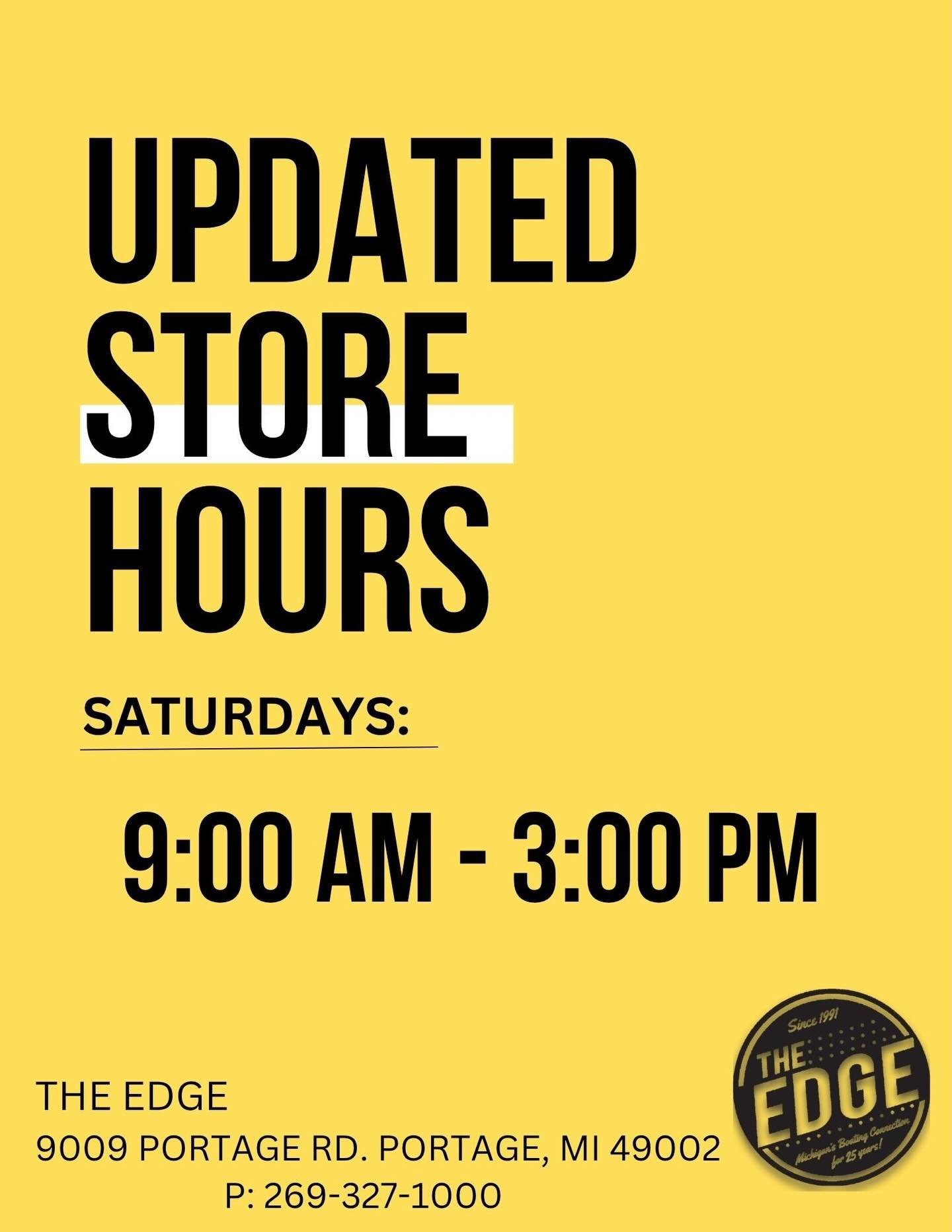 📢 Saturday Store Hours Update: 9am-3pm. No change to hours any other days. We appreciate your support and understanding and will continue to be the hardworking staff you&rsquo;ve come to know.